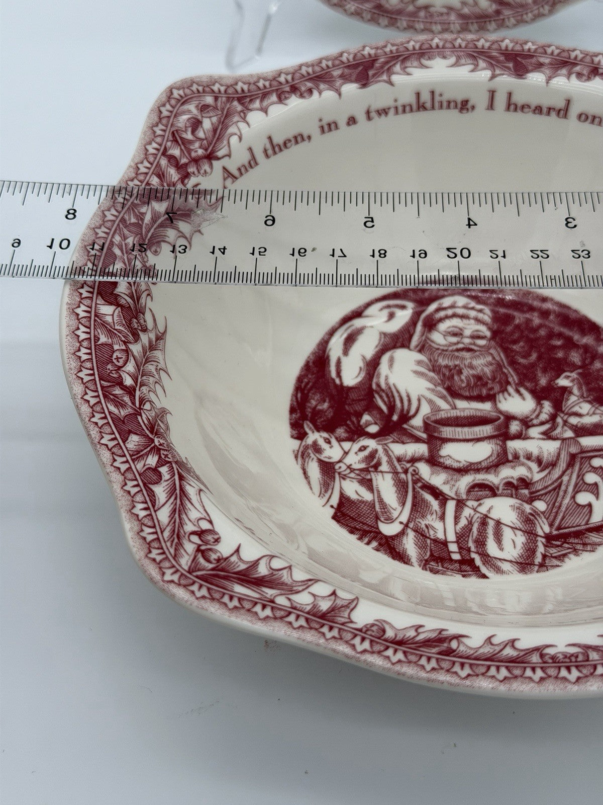 Johnson Brothers England Porcelain Twas The Night Dessert Plate & Bowl Set Red