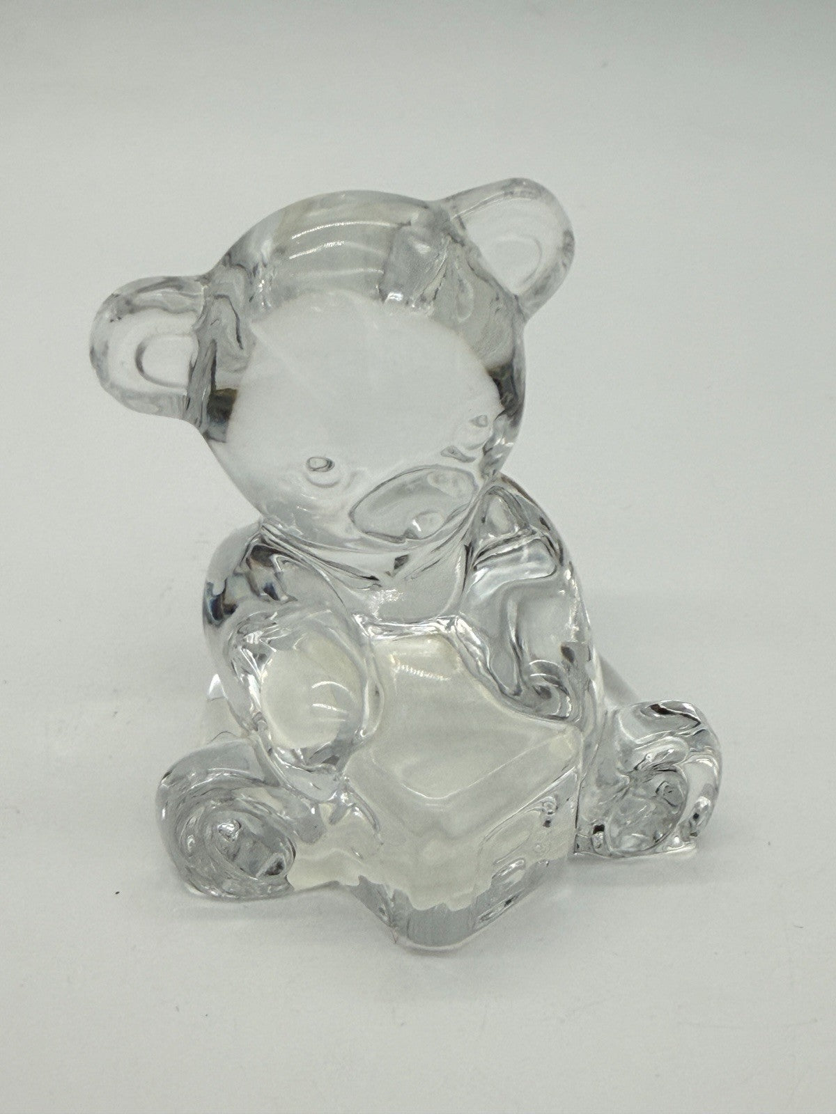 Waterford Crystal Teddy Bear with Toy Block Paperweight Figurine 3” Clear