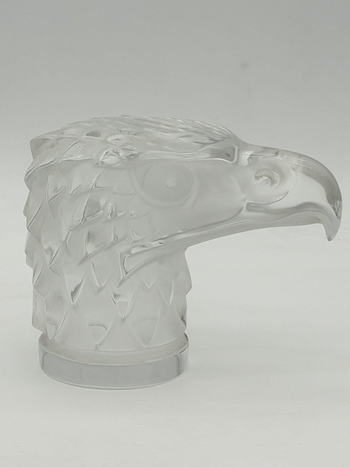Lalique France Crystal Eagle Head Tête D’Aigle Figurine Signed Vtg Sculpture