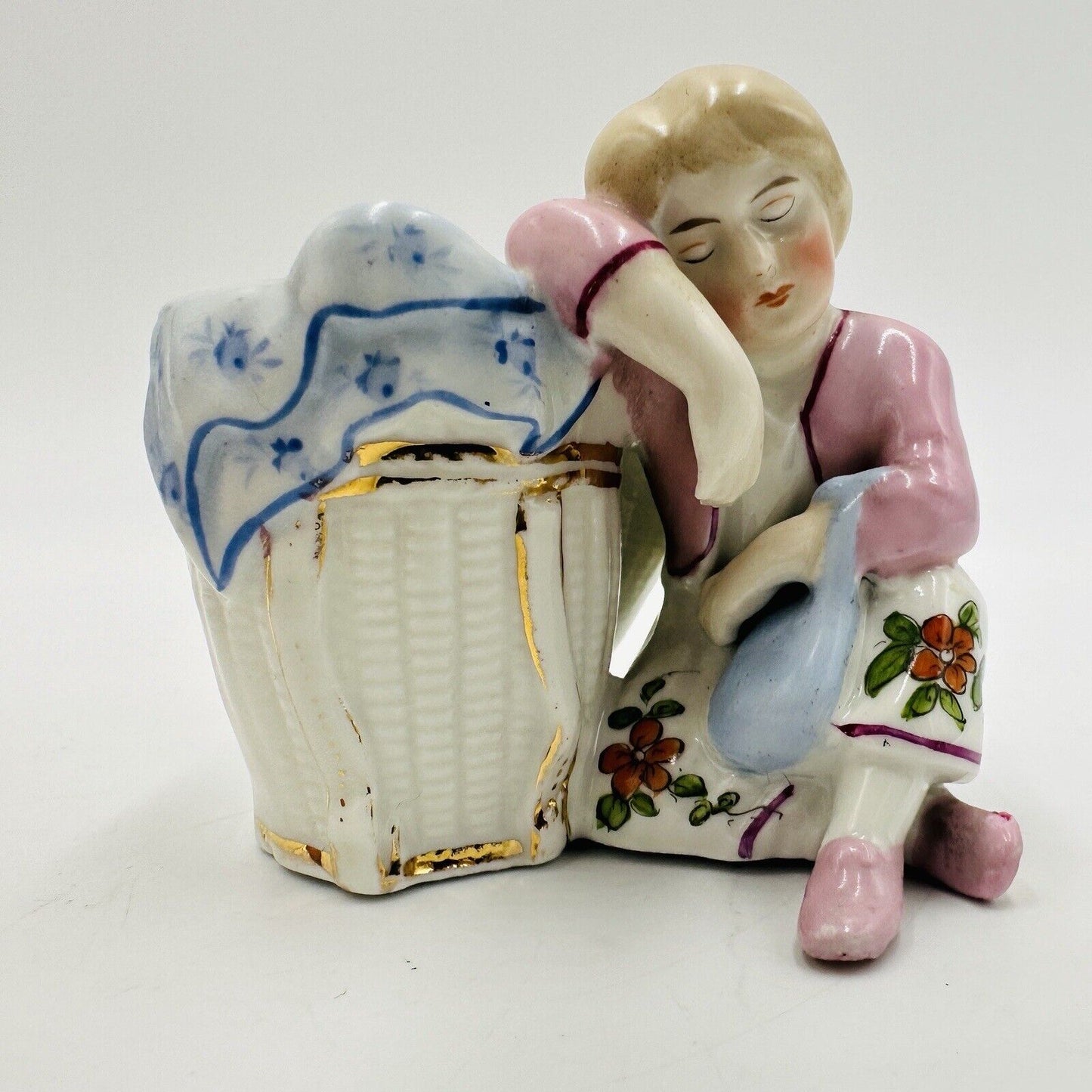 Conta & Boehme Figurine Girl Resting  Porcelain German 1890 Antique Small Detail