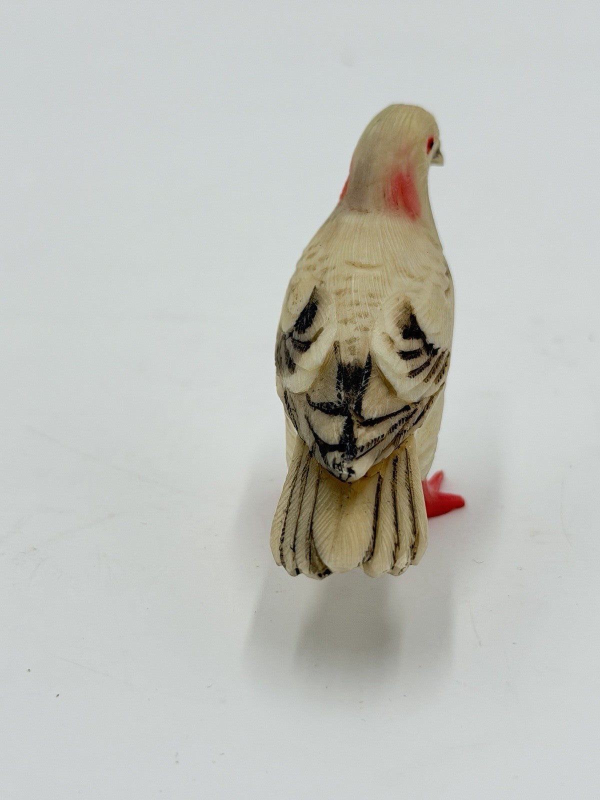 Antique Hand Carved Pigeon Mini Figurine Folk Art Polychrome 2” Dove Bird Resin