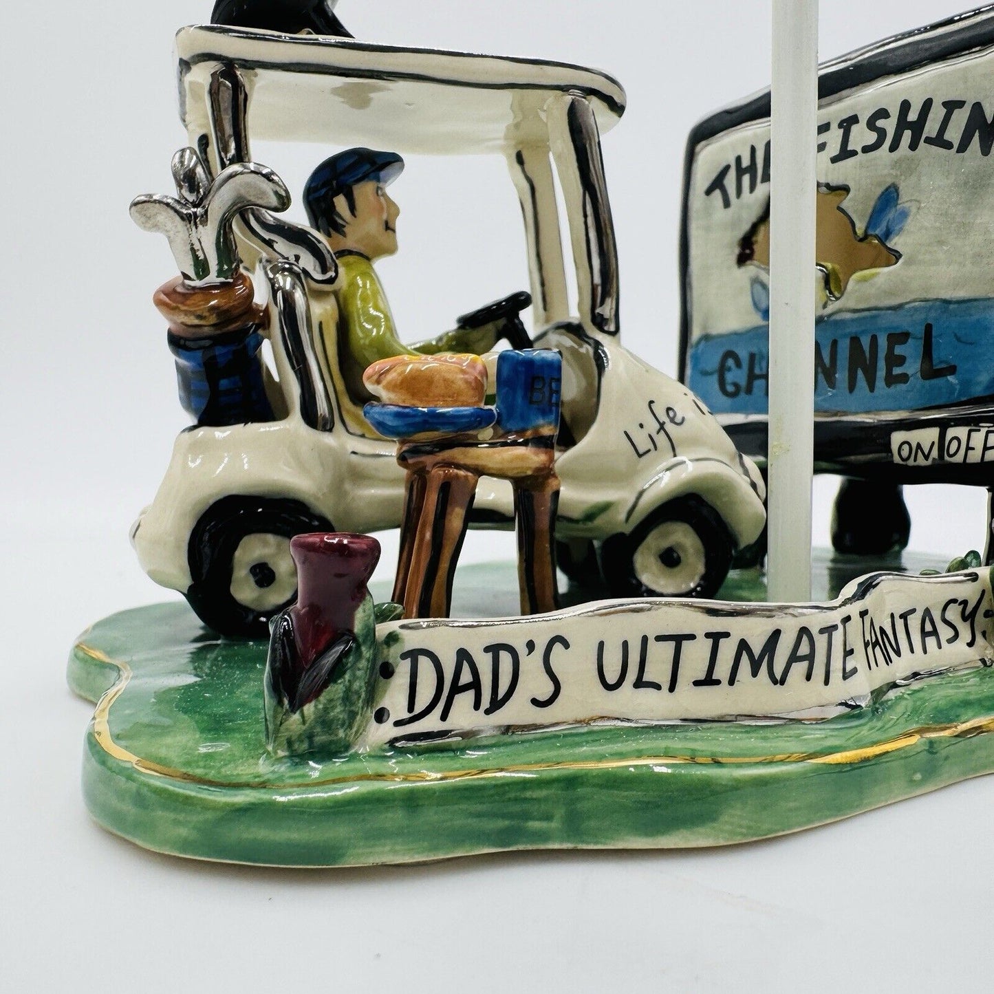 Blue Sky Clayworks Dad's Ultimate Fantasy Tea Light Candle Holder Golf TV