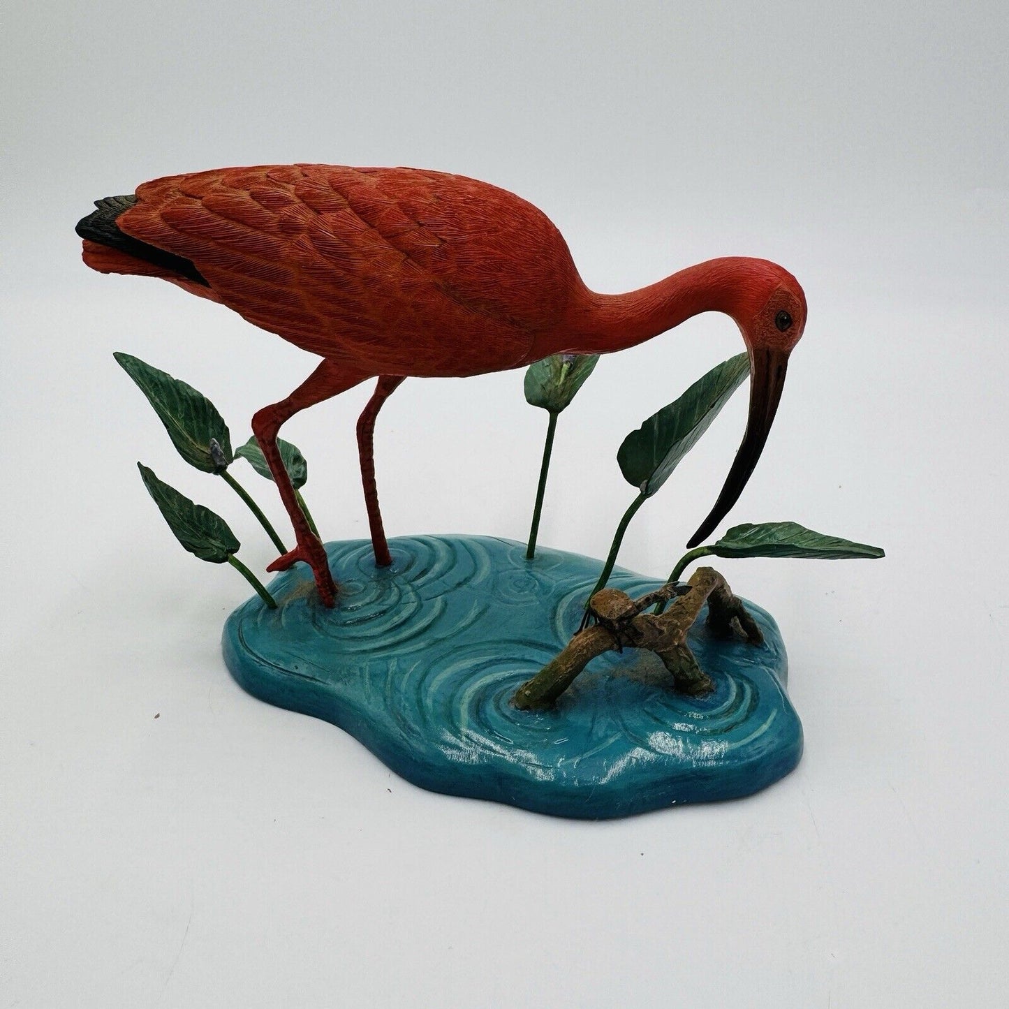 The Danbury Mint Scarlet Hunter Ibis Bird Figurine By Jeff Rechin 4” X 6”vintage