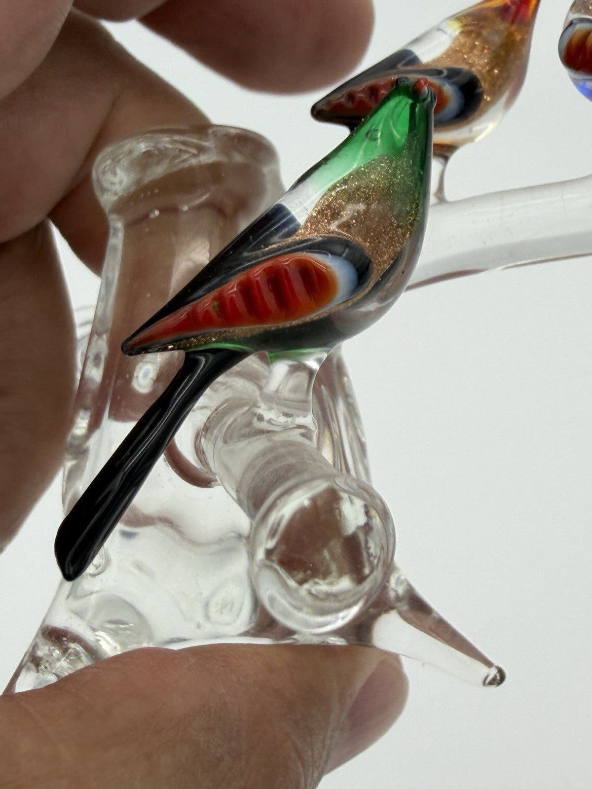 Vintage Murano Venice Italy Art Glass Birds On Branch Miniature Figurine