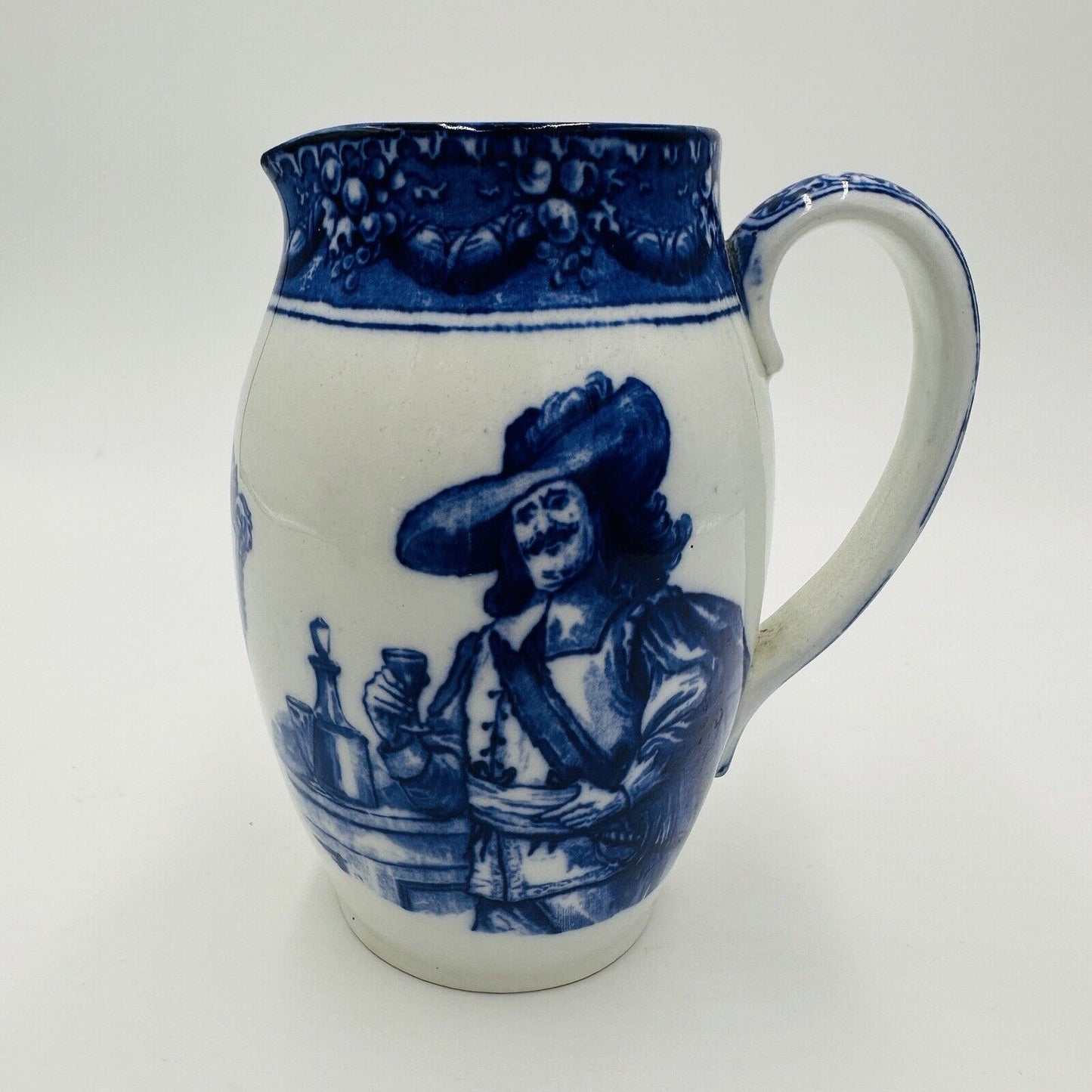 Royal Doulton Pitcher Morissian Flow Blue Pottery The King God Bless Him Antique