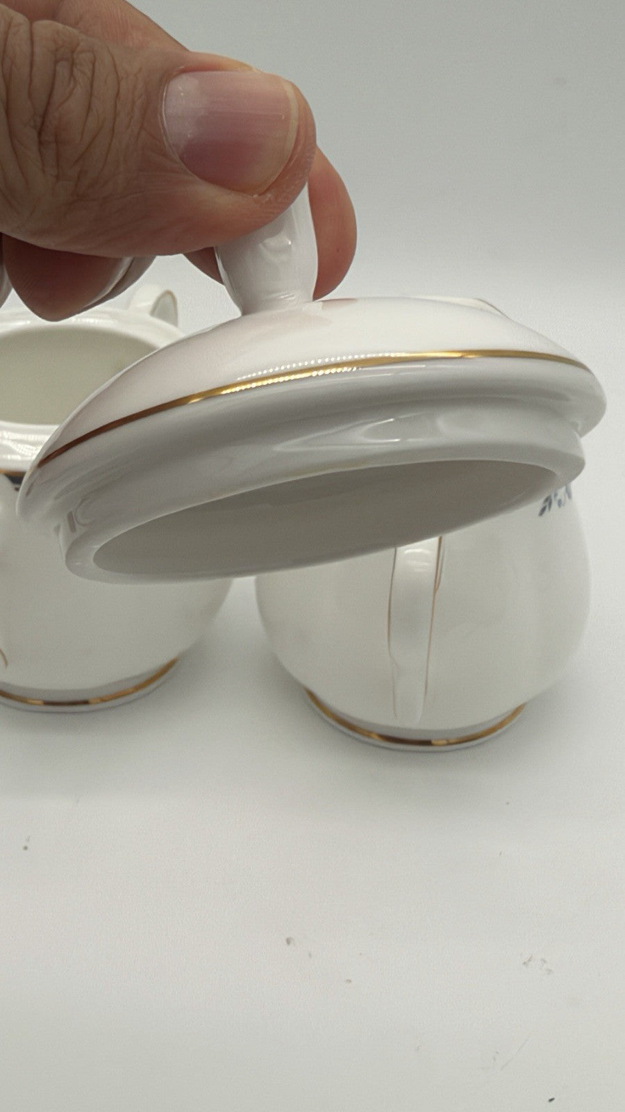 Rare Lenox porcelain USA Sabrina pattern sugar & creamer bowl set