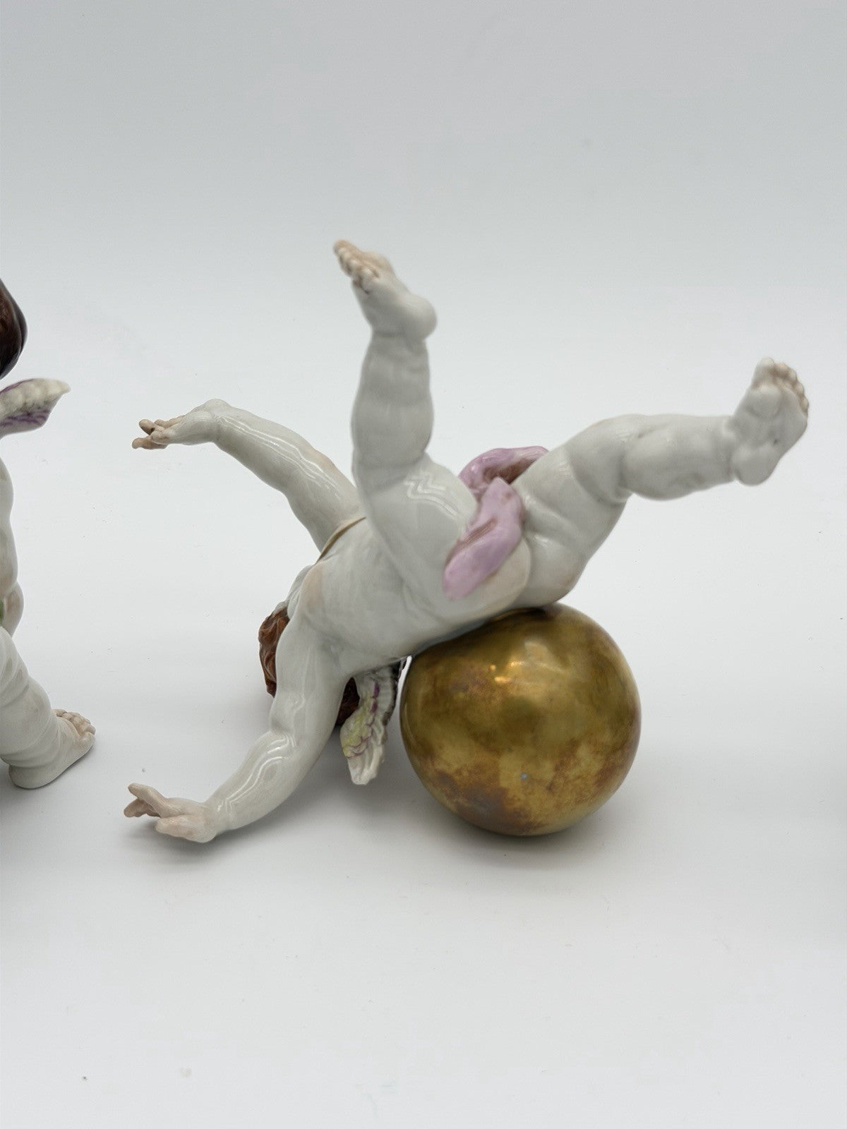 1940’s Algora Spain Porcelain Art Nouveau Playful Cherub Angels Figurines Gold