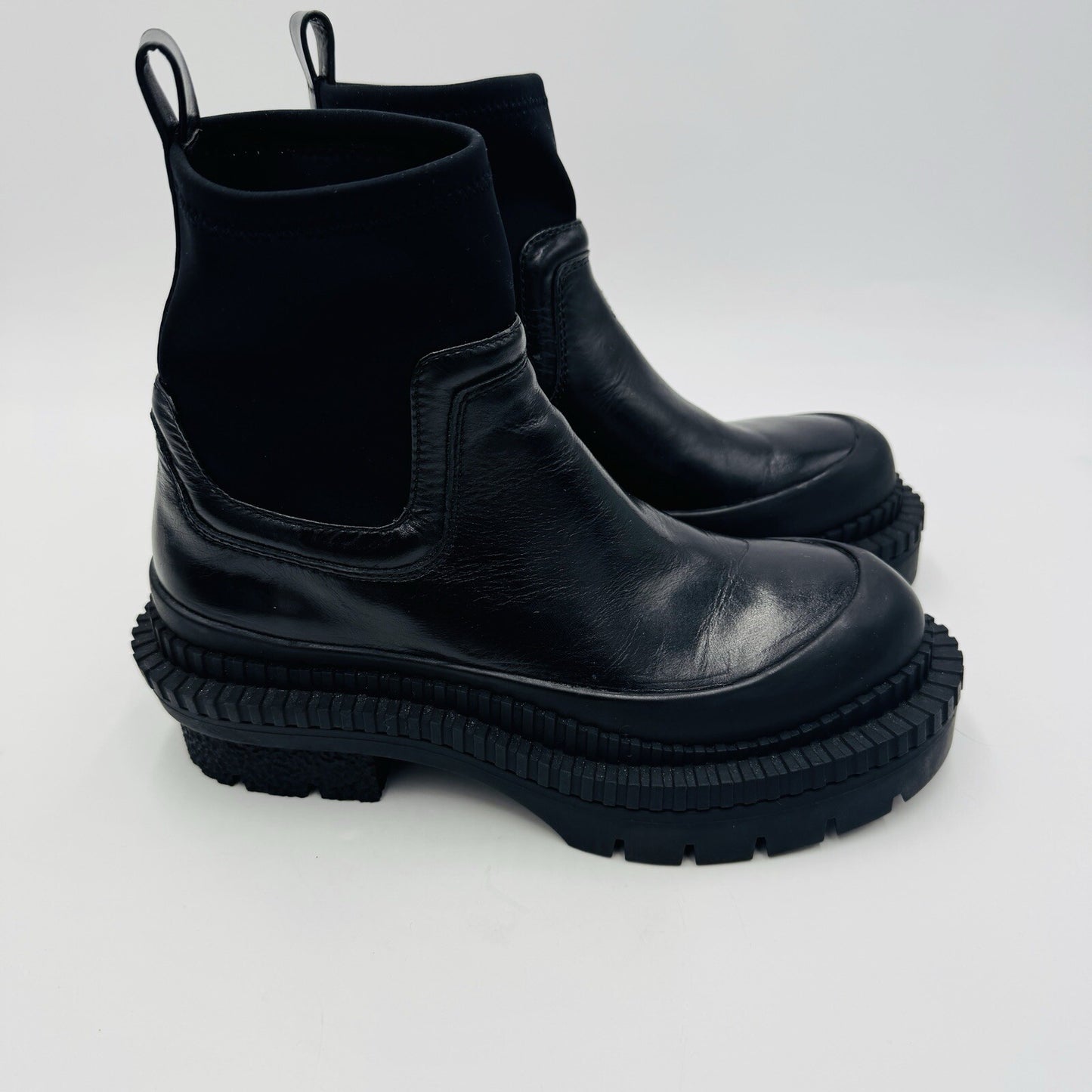 Zara Leather Lug Black Ankle Boots Size 36 EU Women US 5.5