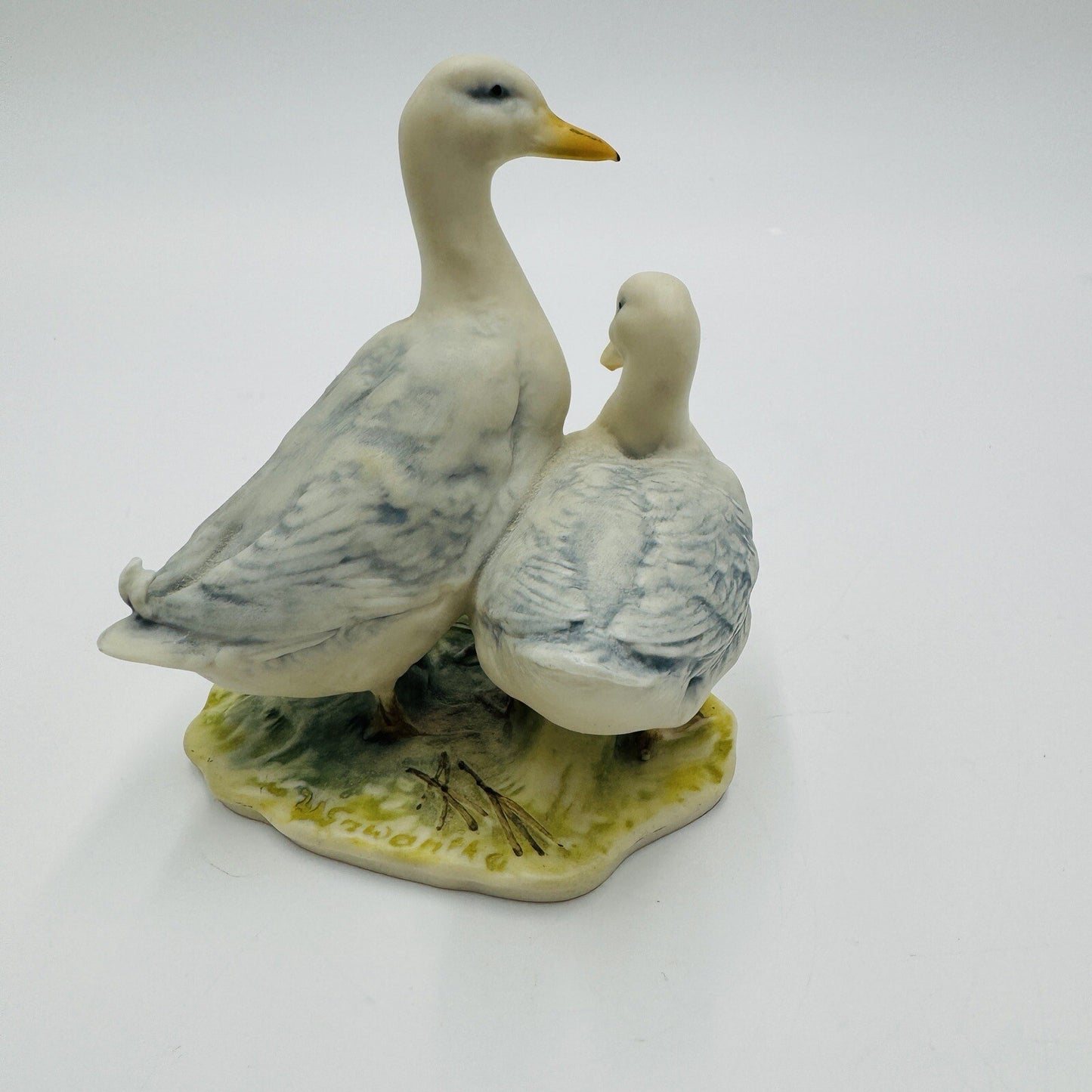 Kaiser Geese Hand Painted West Germany Porcelain Figurine vtg Signed Birds 4in