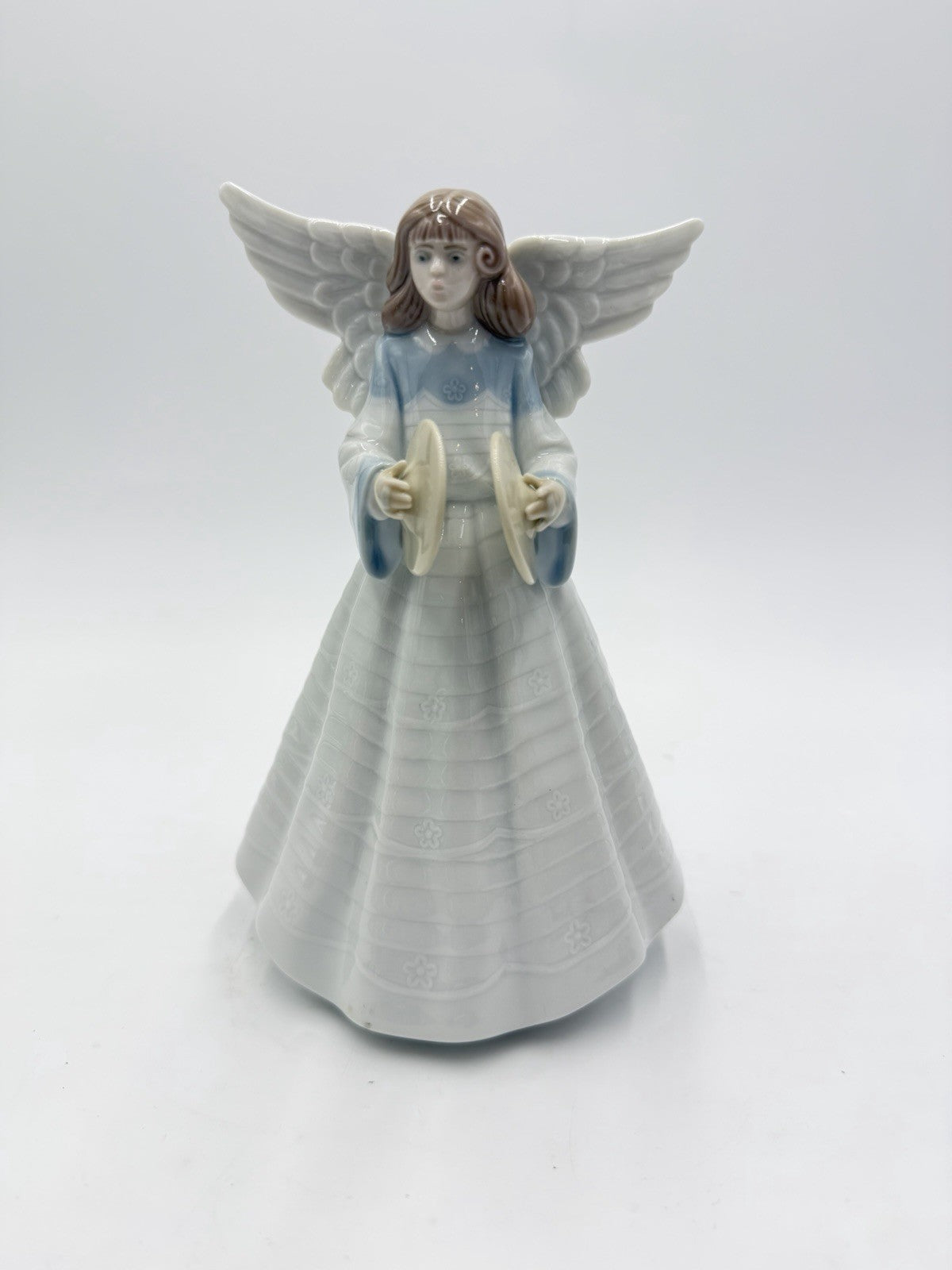 Lladro Spain Porcelain Angel Tree Topper 5876 Angelic Cymbalist 7.2”H Figurine