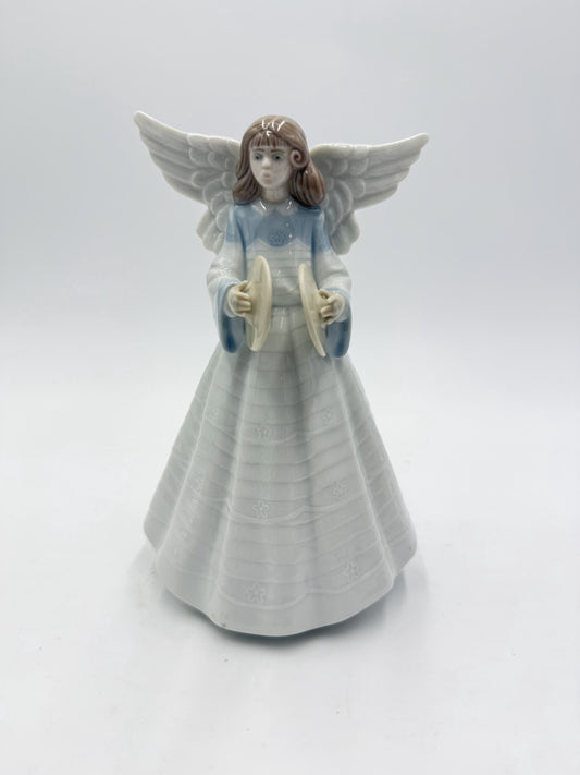 Lladro Spain Porcelain Angel Tree Topper 5876 Angelic Cymbalist 7.2”H Figurine