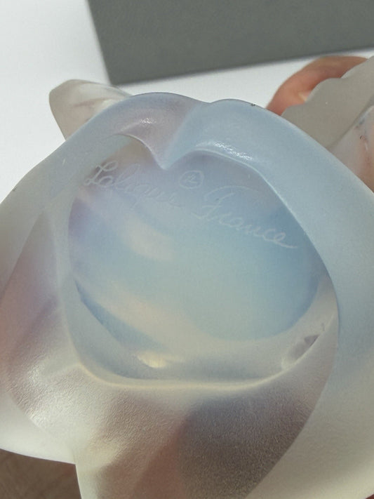 Lalique France Angel Cherub Singing Malizioso Clear Frosted Glass 3" Figurine