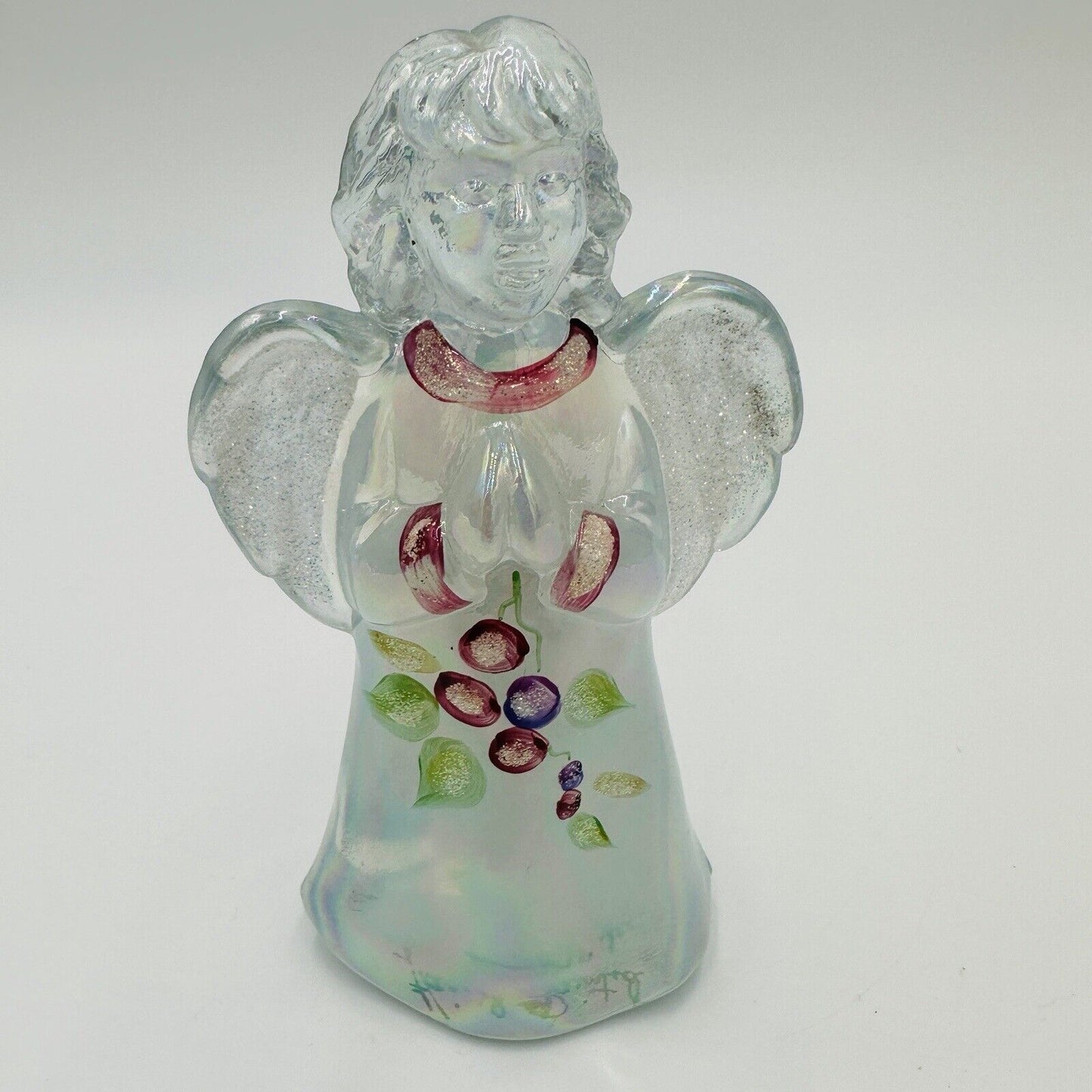 Fenton Angel Figurine 100 Year Anniversary Hand Painted Iridescent 2005 5in