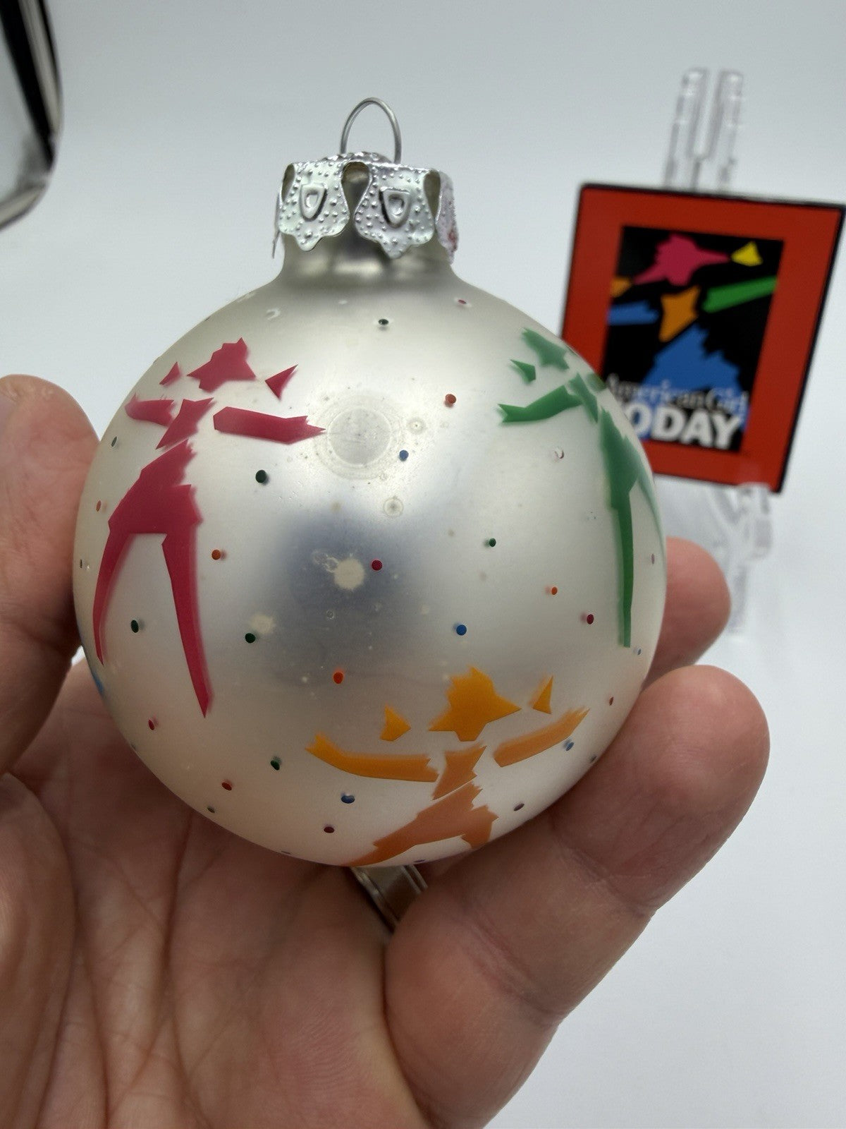 American Girl Today 1999 Silver Ball Art Glass Ornament AGTO1 Retired W/Box Vtg