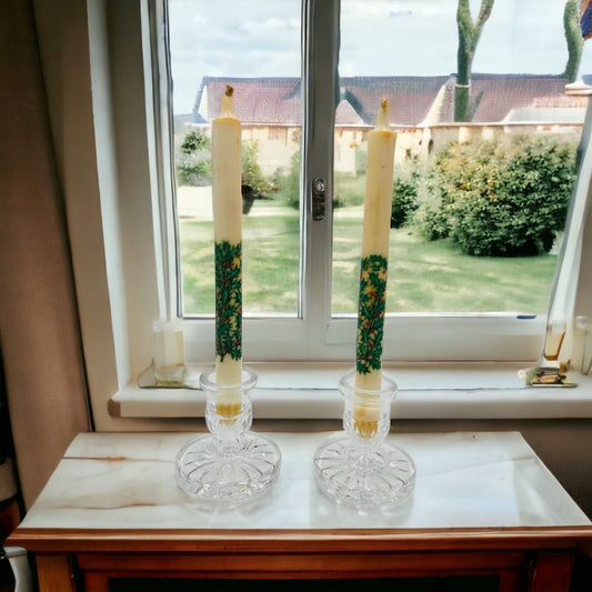 Waterford Candlesticks Blarney Crystal Pair 3.5inW × 3.5inD × 4inH Vintage