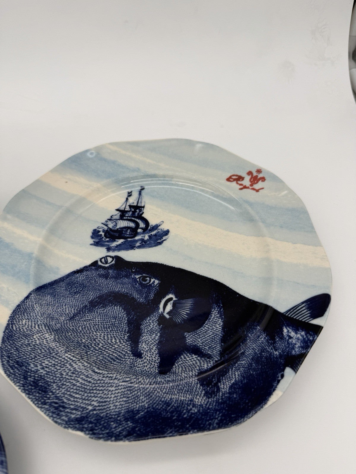 Anthropologie From the Deep SET 4 Salad Dessert Plate 7.5” Ocean Fish Nautical