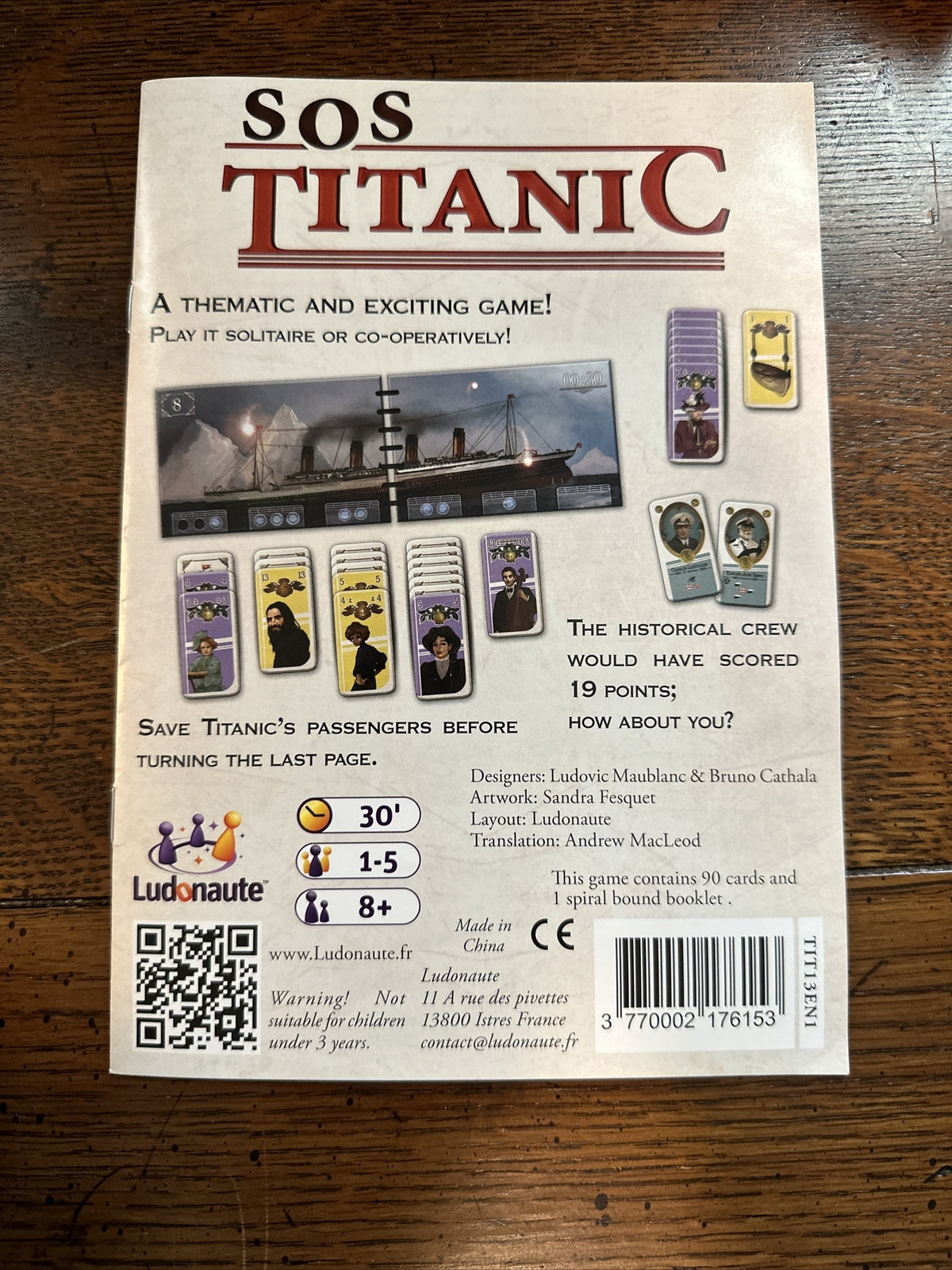 Ludonaute S.O.S. Titanic Board Game Personal Autograph Bruno Cathala Essen