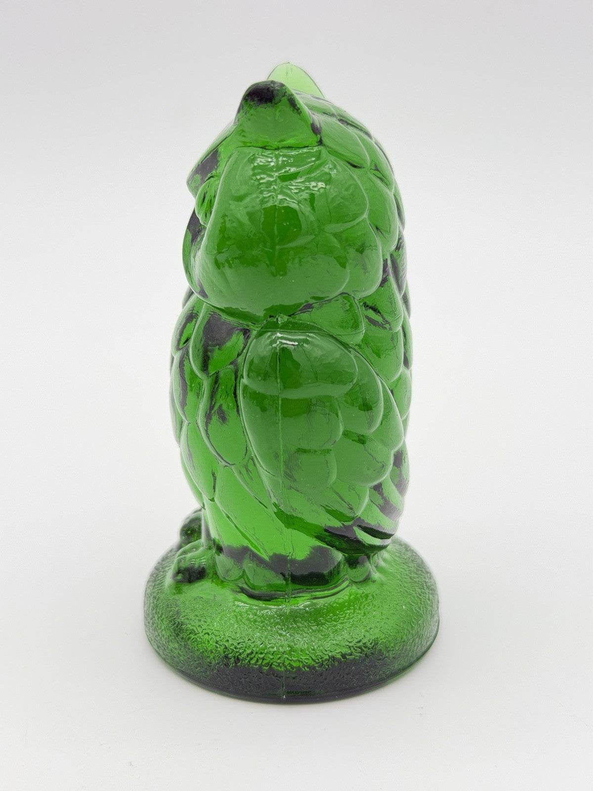 Mosser Art Glass Green Emerald Owl Figurine 3.5”H Etched Vintage Rare