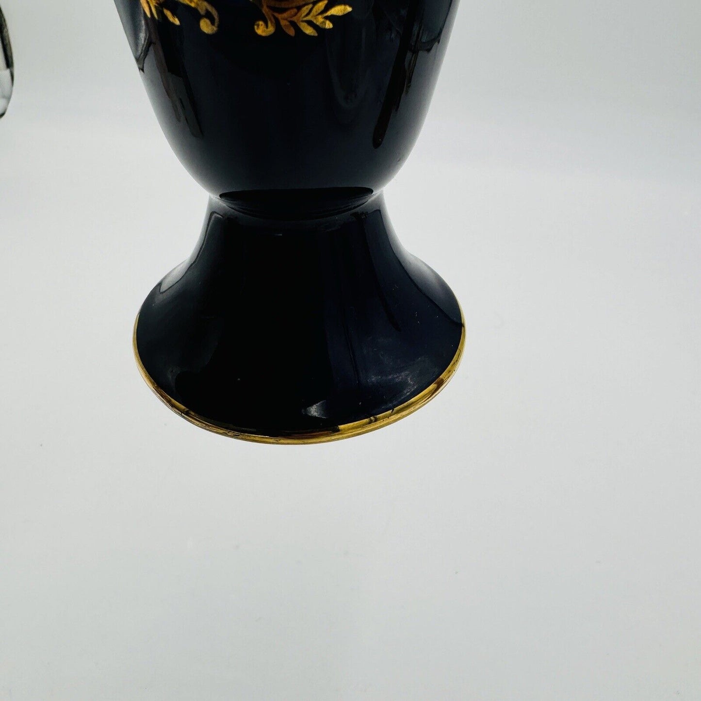 Limoges France Cobalt Blue Goblet /flagon Porcelain Gold Romantic Scene 5” Vase