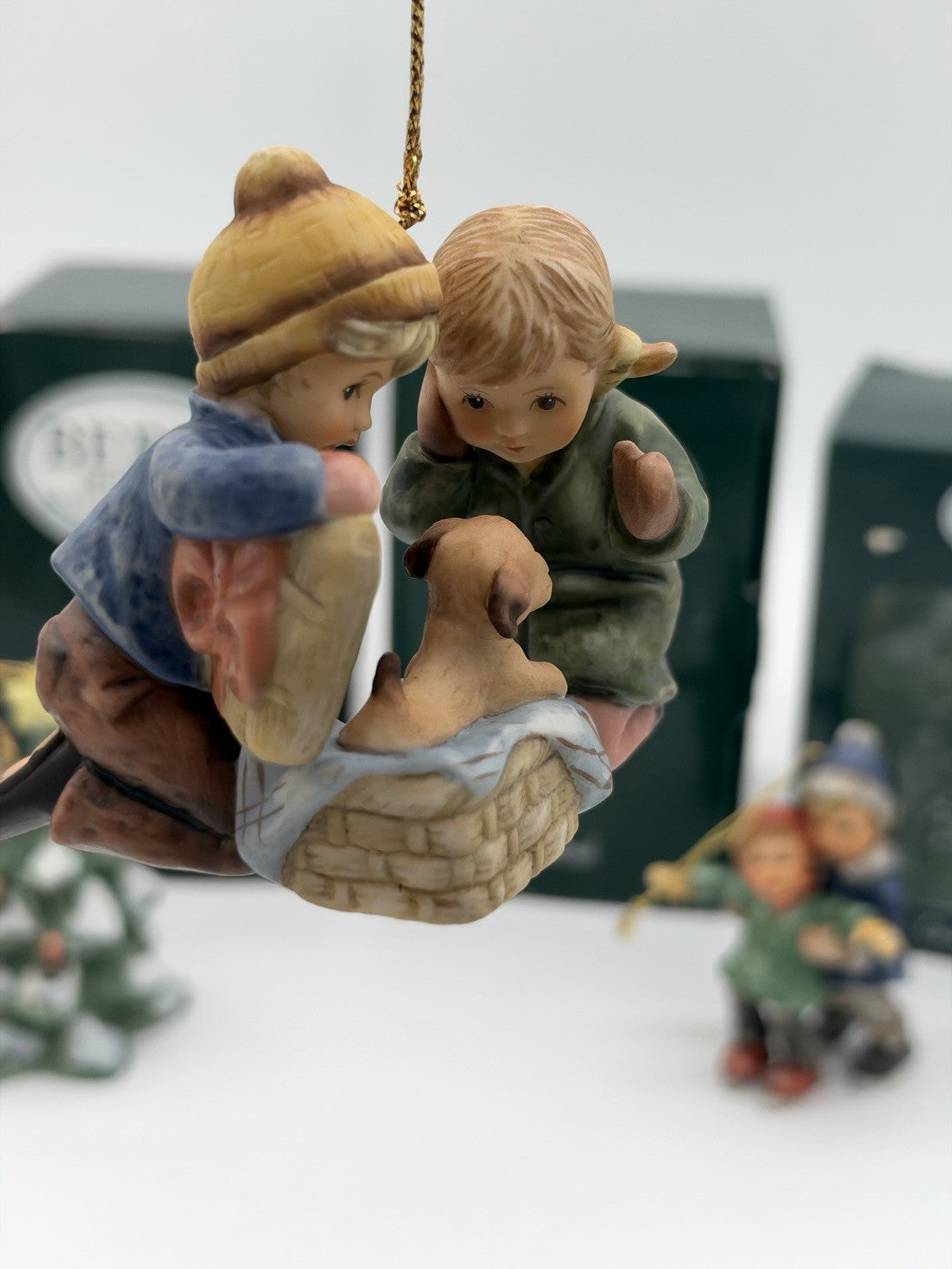 Goebel Berta Hummel Christmas Porcelain Painted Ornaments Set Boxed