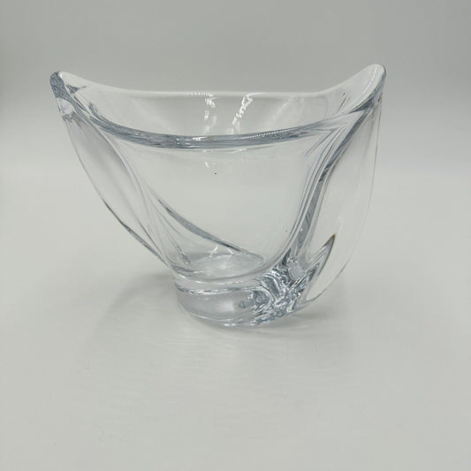 French Crystal Art Glass Twist Vase 6in H Marked Vintage Clear Decor Home MCM