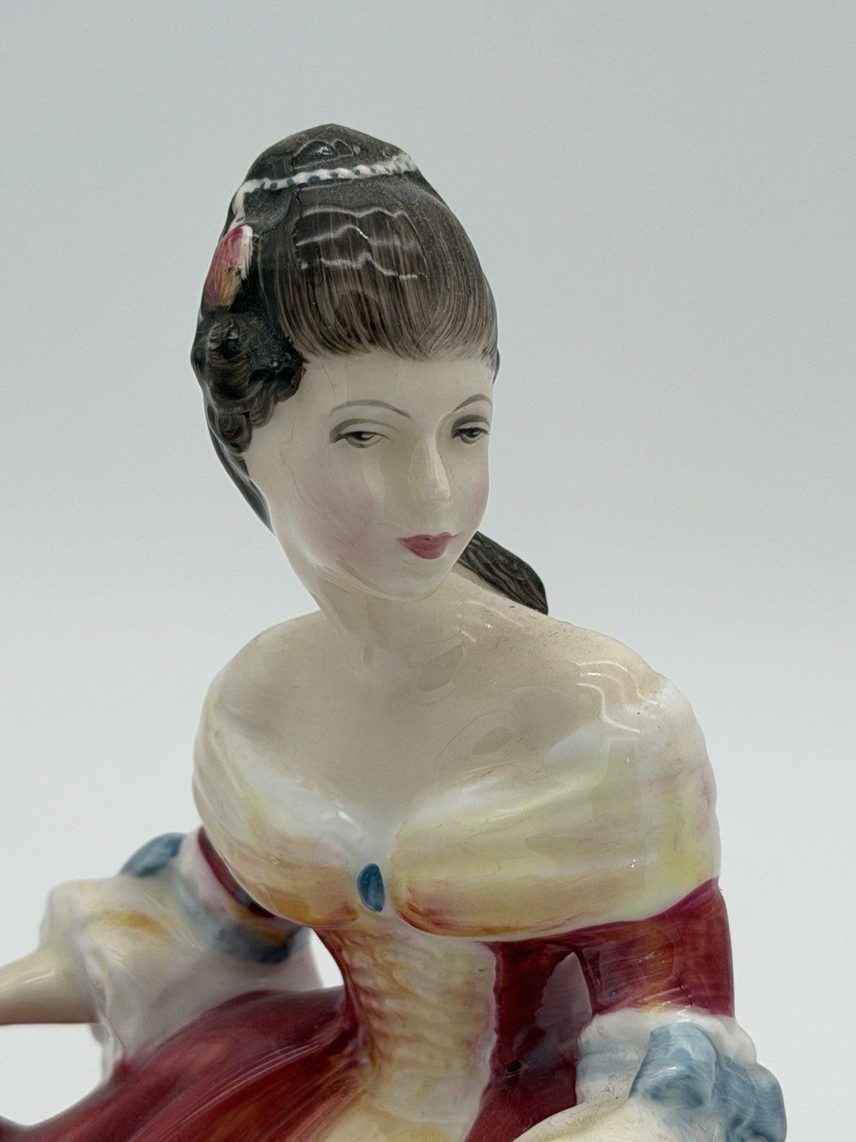 Royal Doulton England Porcelain Southern Belle # 2229 Painted Figurine 8”H Red