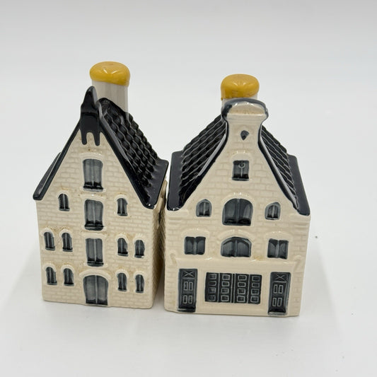 2 KLM Blue Delft’s Houses BOLS Amsterdam #66 #70 Pottery Dutch Decanters EMPTY