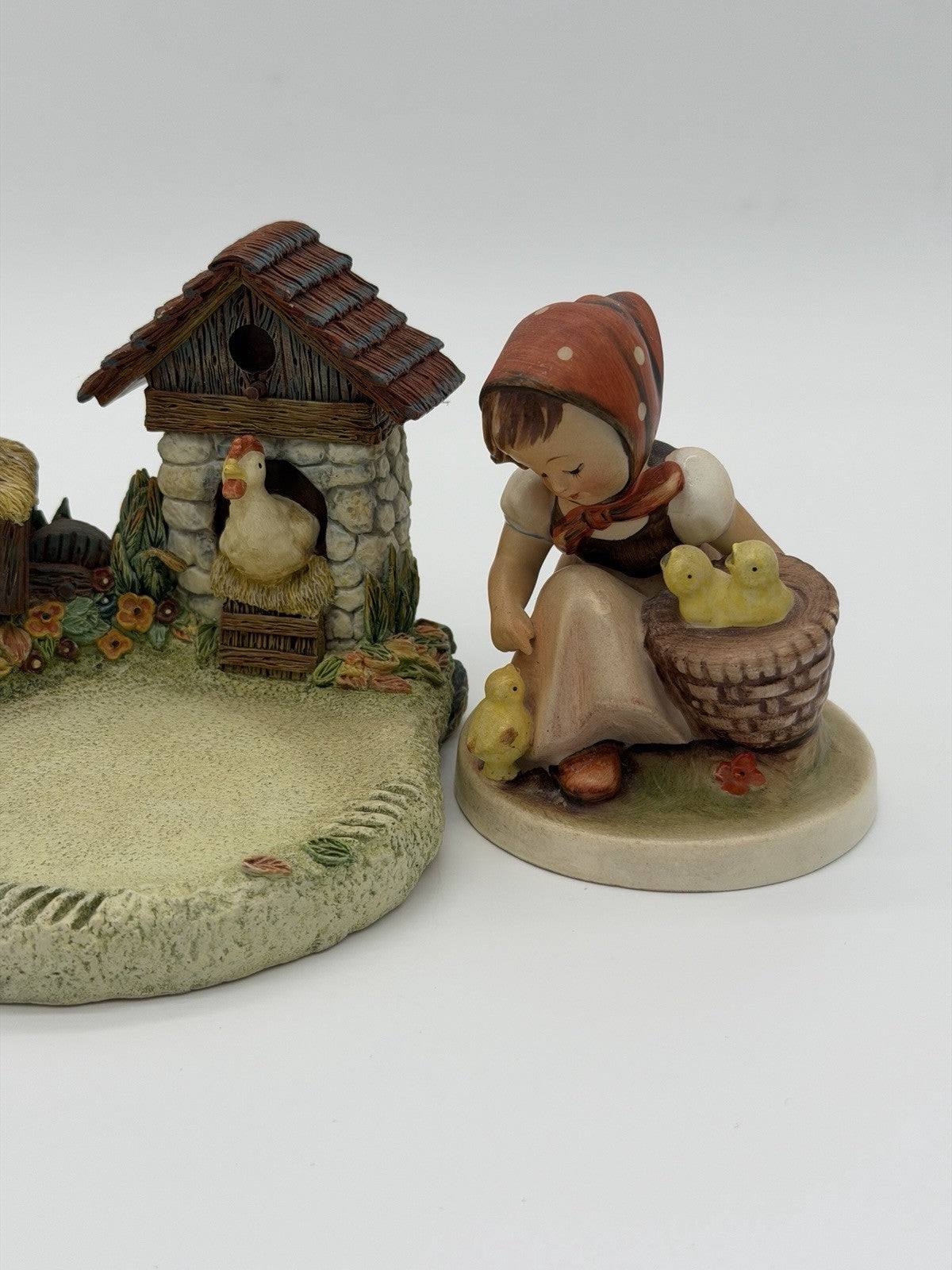 Hummelscapes Goebel Millennium Harvest Chickens & Girl With Chicks Figurine