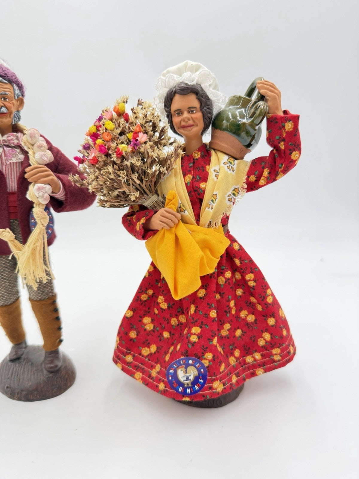 S.Peirano French Pottery Villagers Harvest Folk Art Terra Cotta 8.5” Figurines