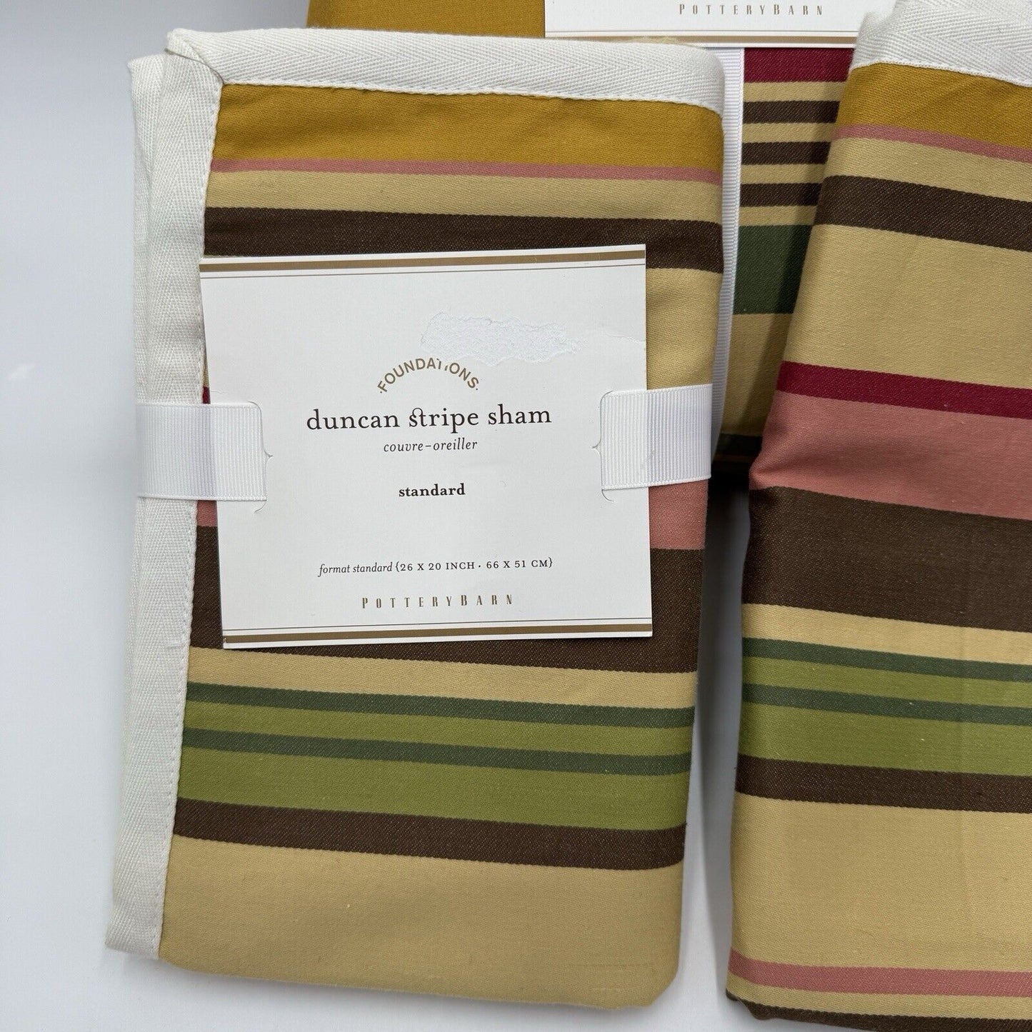 Pottery Barn Duncan Striped Heavy Cotton Queen King Duvet & 2 Standard Shams New