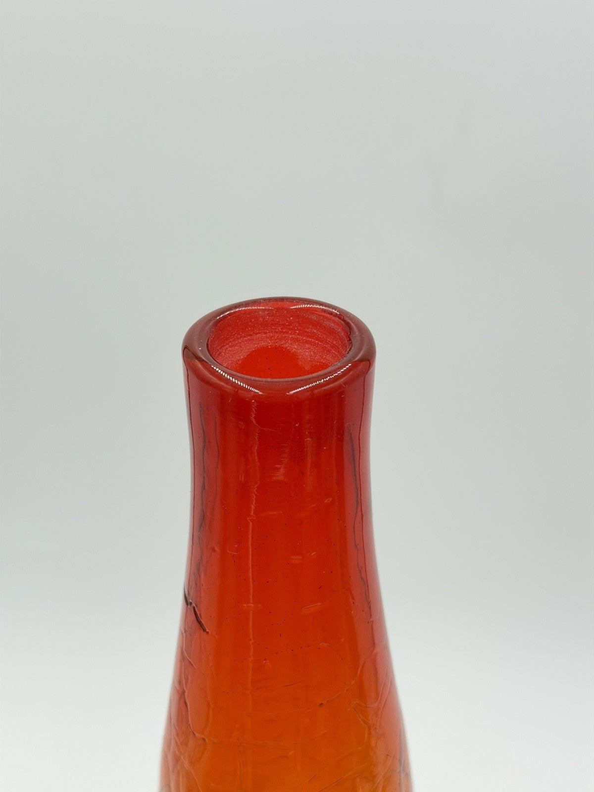 MCM Blenko #6029 Art Glass Crackle Amberina 17” Large Decanter No Stopper