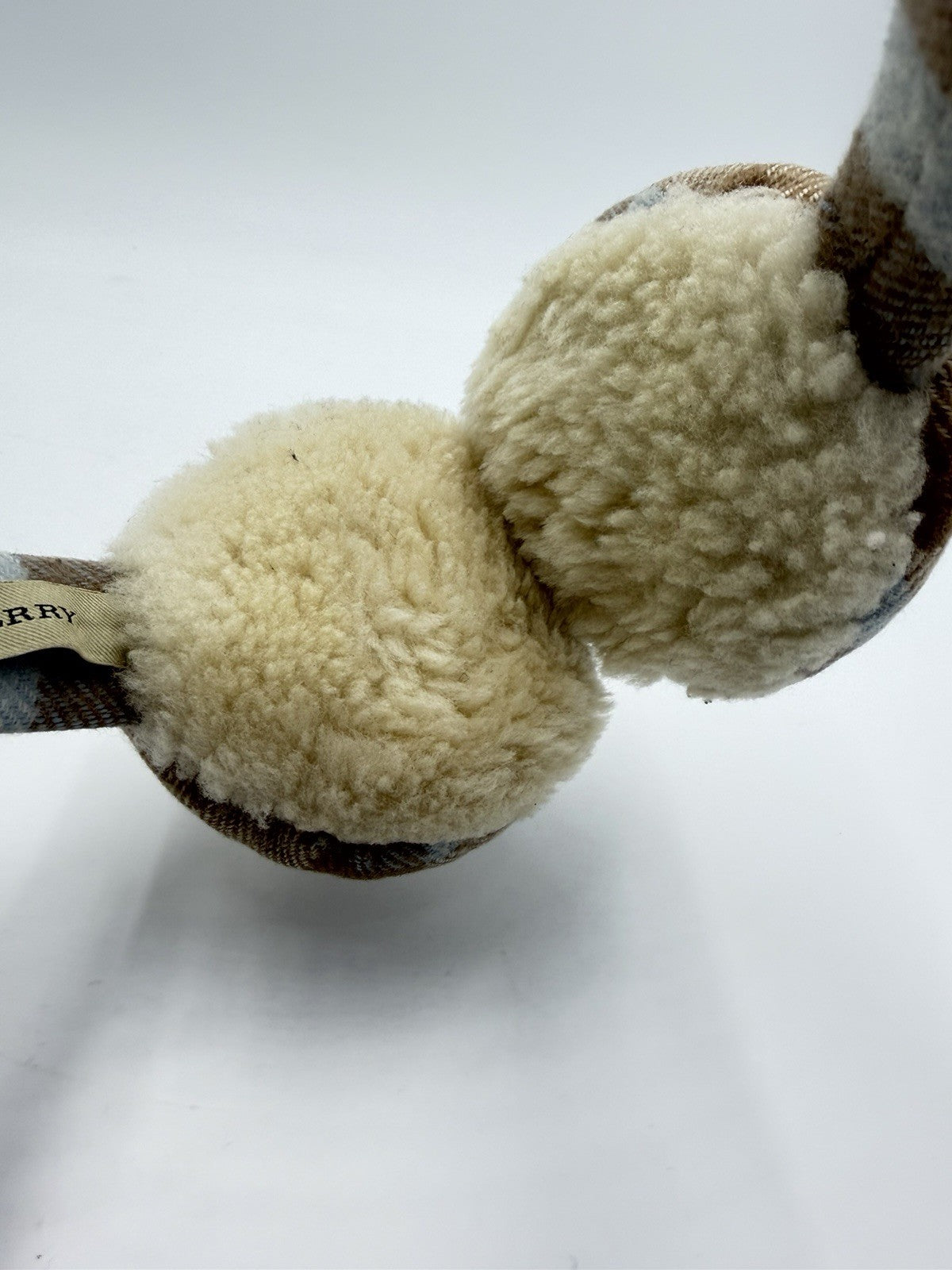 Burberry Earmuffs Cashmere Tan Classic Check Small Kids Light Blue London Englan