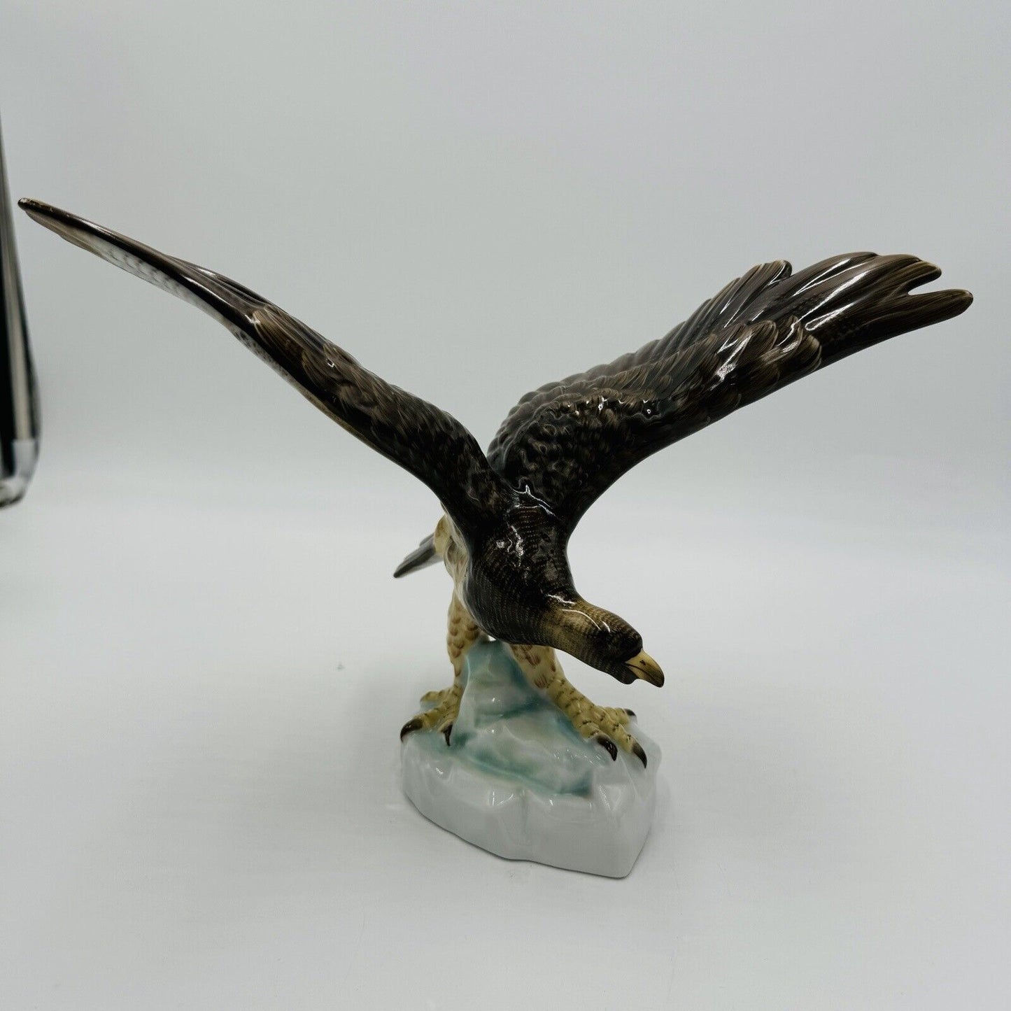 Herend Hungary Porcelain Turul Eagle on Rock Wings Spread Out Figurine 5057