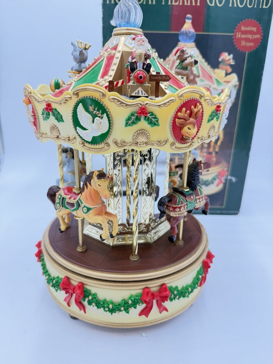Maisto Christmas Holiday- Musical Animated Merry Go Round Carousel Vintage