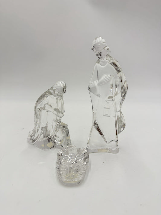 Vintage Mikasa Lead Crystal Nativity 5” Joseph Mary Jesus Christmas Figurines