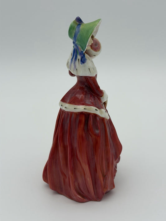 Royal Doulton England Porcelain Christmas Morn Painted Red Dress Lady Figurine 7