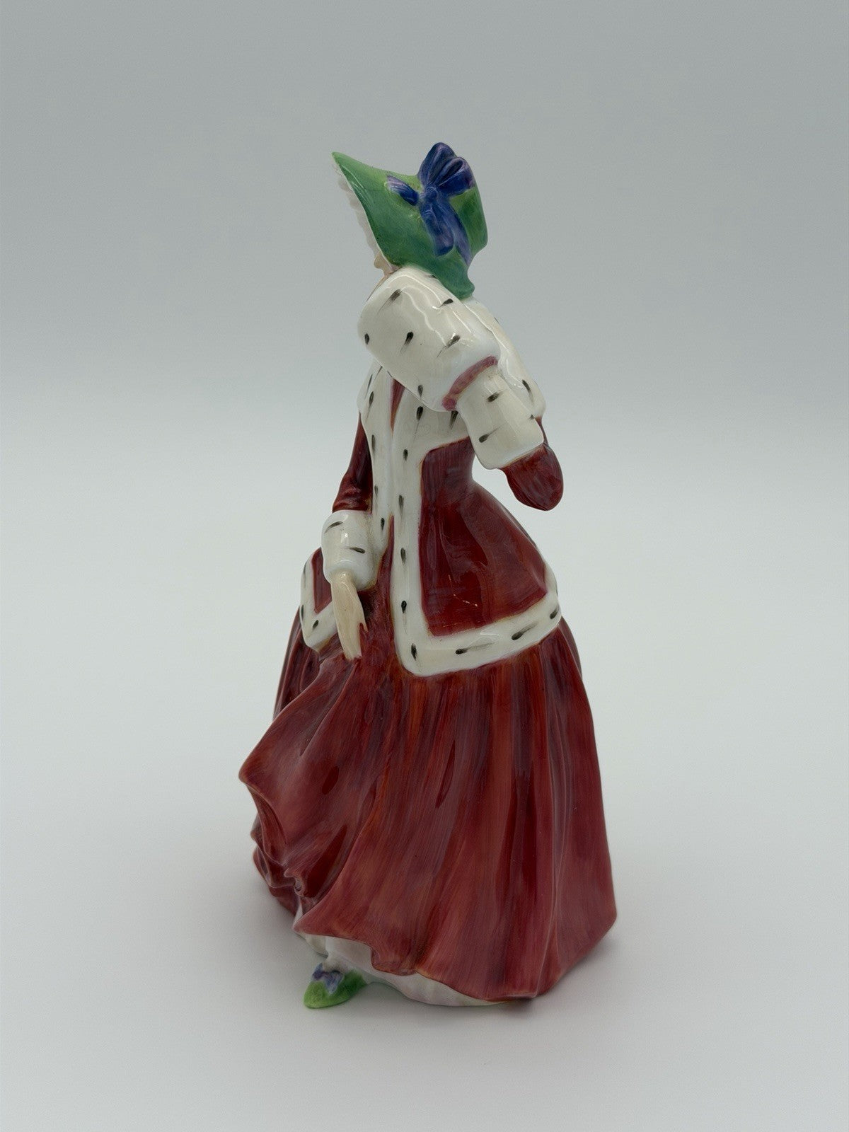 Royal Doulton England Porcelain Christmas Morn Painted Red Dress Lady Figurine 7