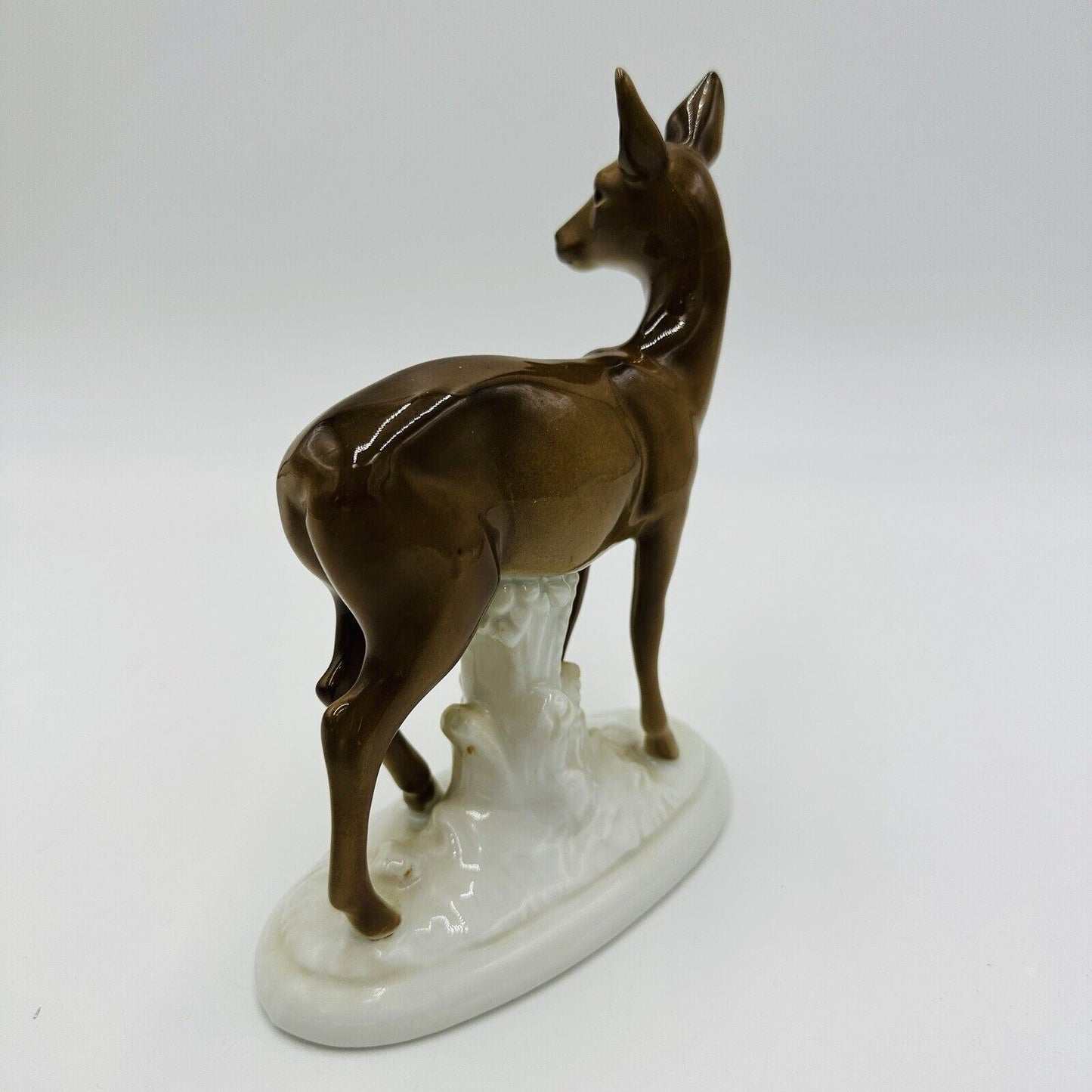 Gerold Deer Figurine Porcelain Bavaria Germany Glossy Brown Vintage Porzellan