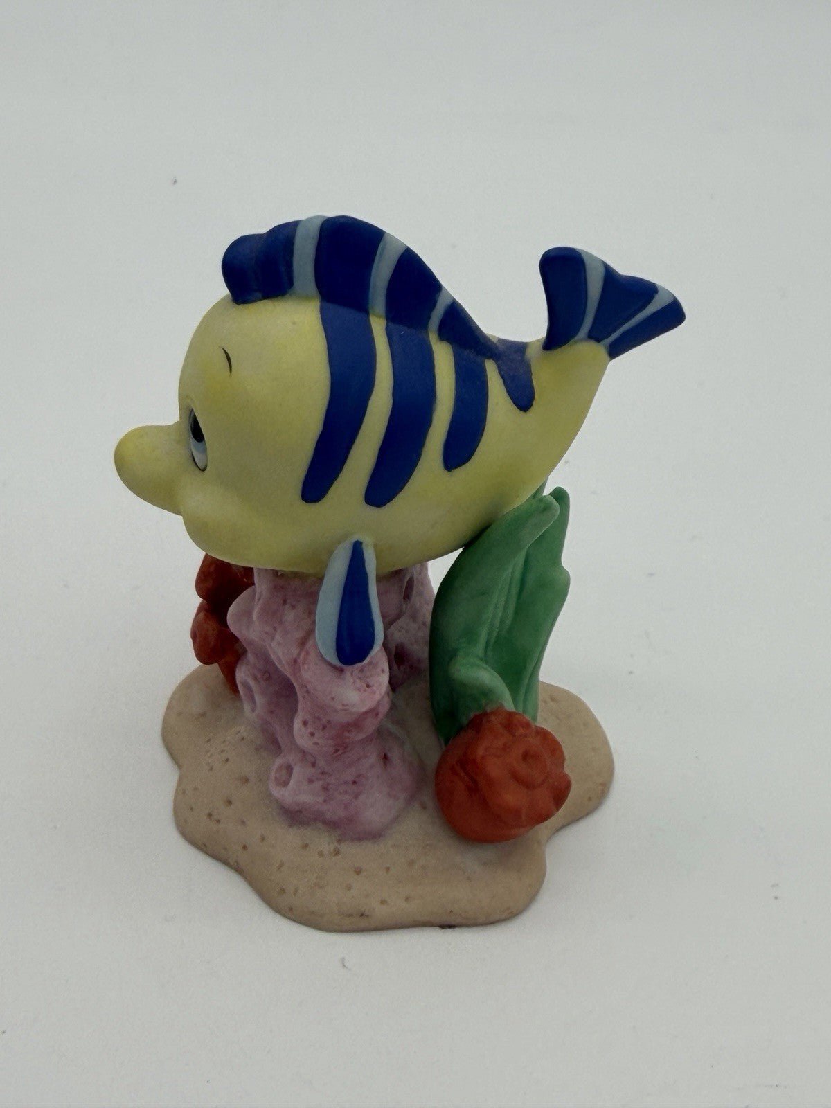 Disney Little Mermaid Flounder Fish Coral Reef Porcelain Figurine Painted 2.5”H