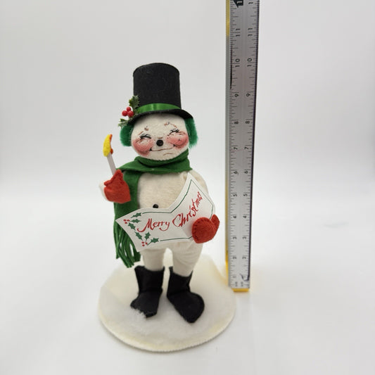 Annalee Dolls Christmas Snowman Caroler Vintage Figurine 9in