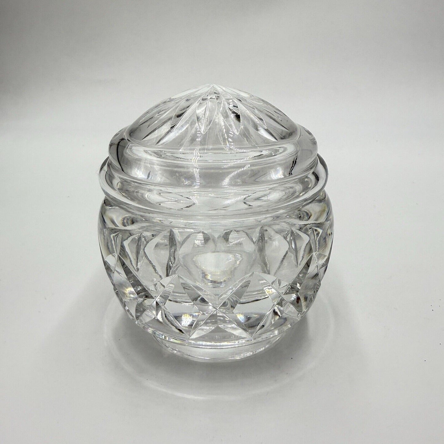 Waterford Crystal Round 4 Inch Heavy Dresser Powder Box Covered Jar Rare