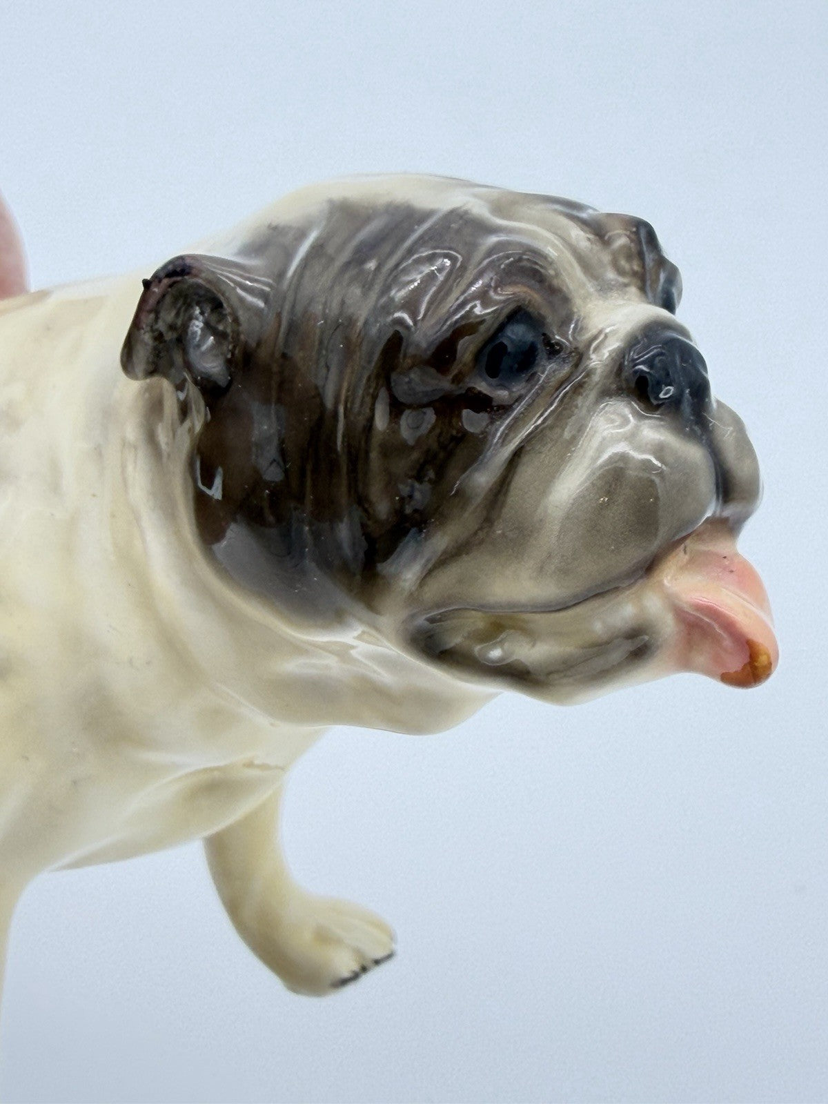 Vintage Mortens Studio Bulldog Figurine W/ Original Sticker Dog Ceramic Painted