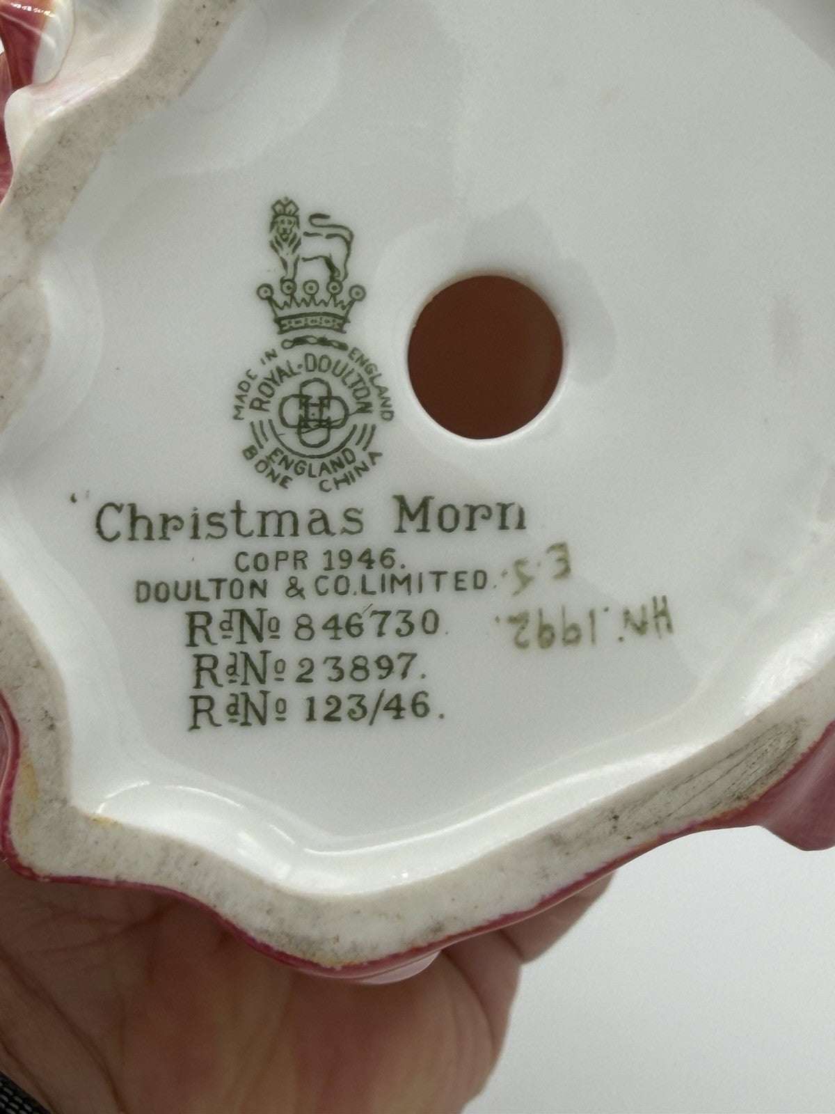 Royal Doulton England Porcelain Christmas Morn Painted Red Dress Lady Figurine 7