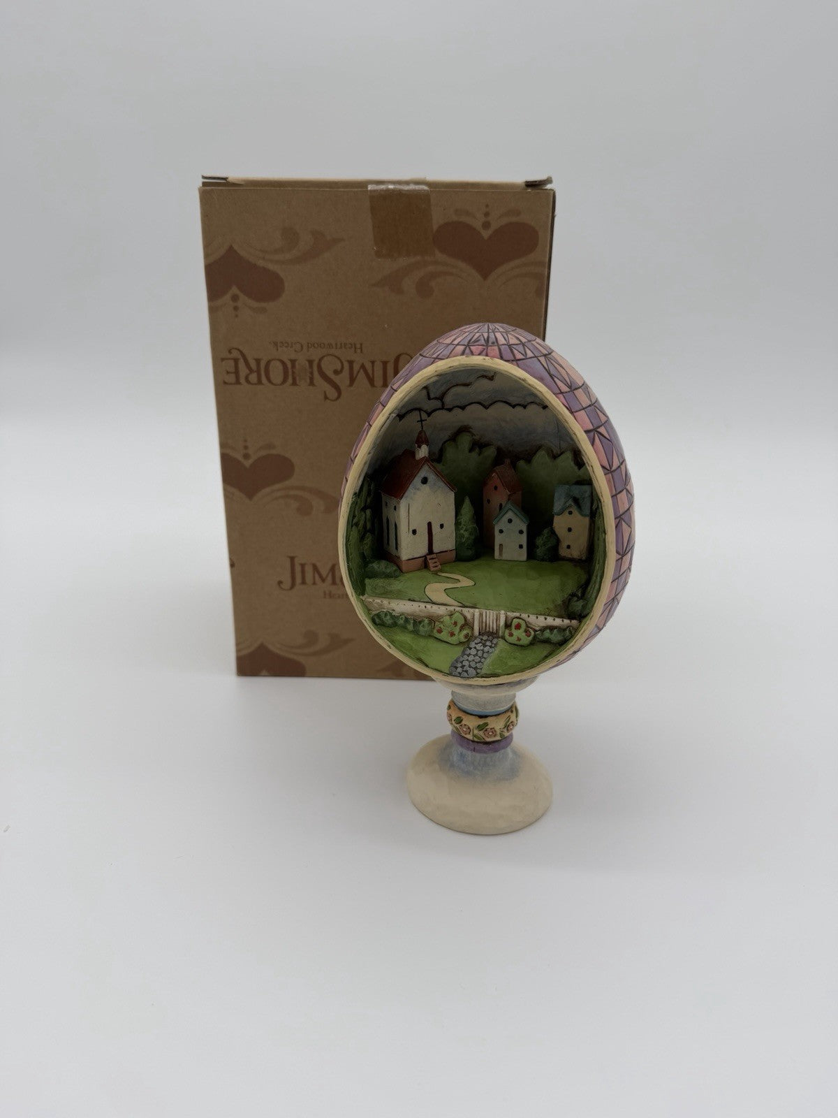 Jim Shore Small Town Big Blessings Egg Diorama Church Figurine 2006 Resin 7” Box