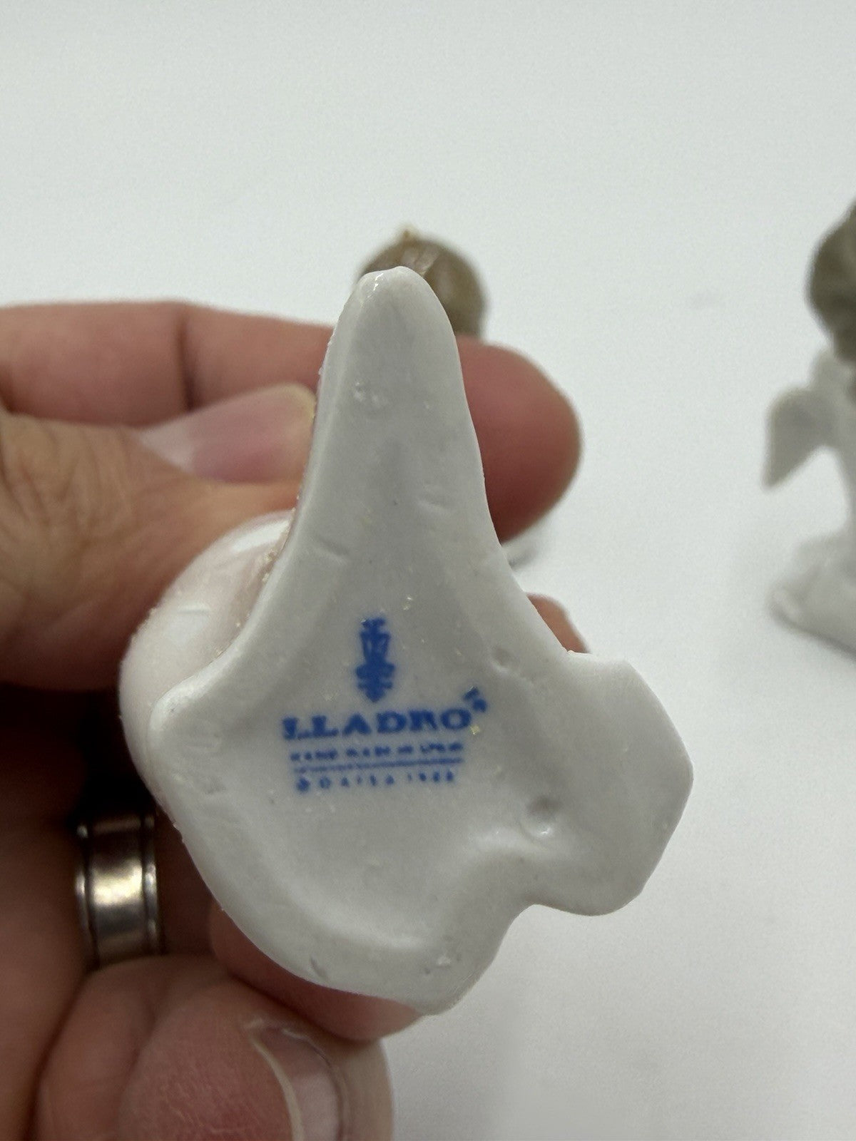 Vintage Lladro Spain Porcelain Angels Cherubs Miniature Christmas Ornaments Set