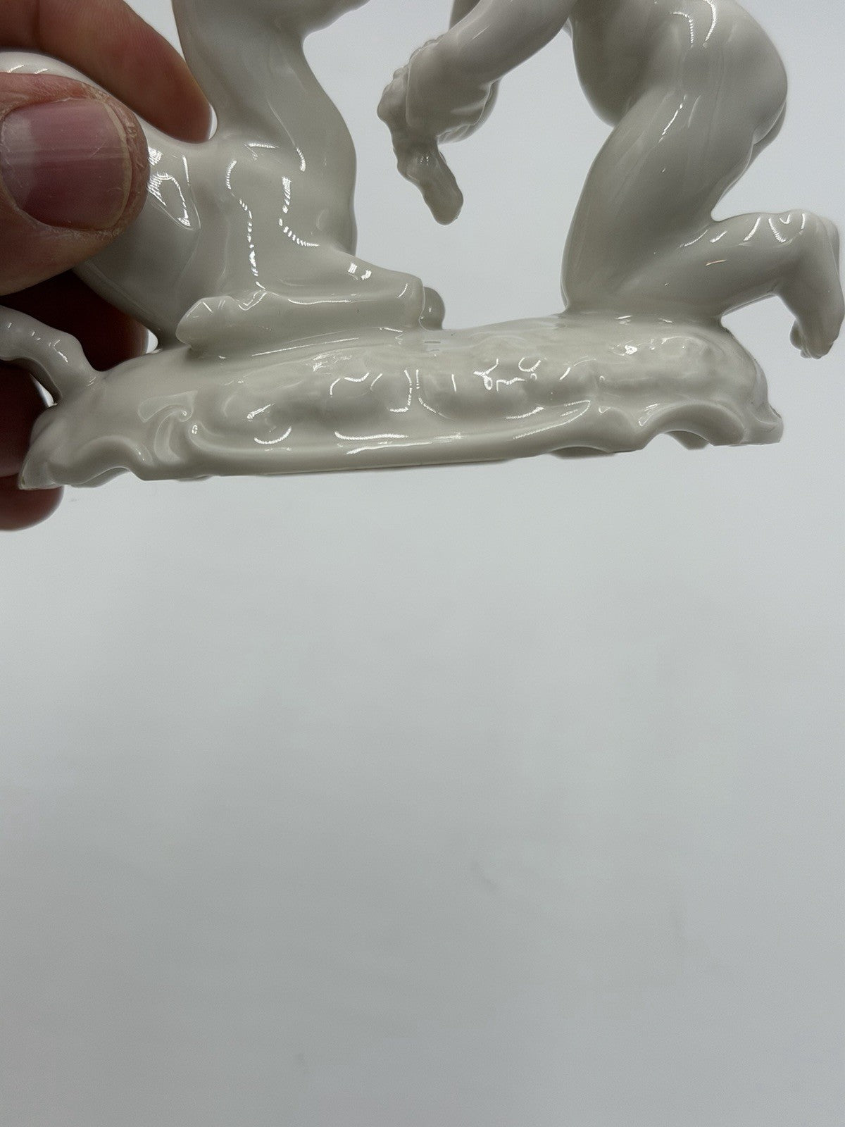 Hutschenreuther Kunstabteilung Putto w/Fawn German Porcelain Figurine Vtg 4”H