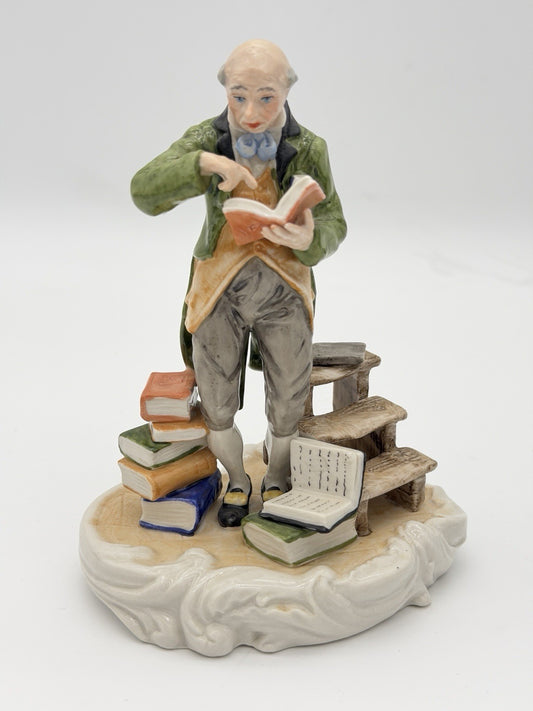 MV Mueller & Co Volkstedt 1907 Porcelain Germany Victorian Librarian Figurine