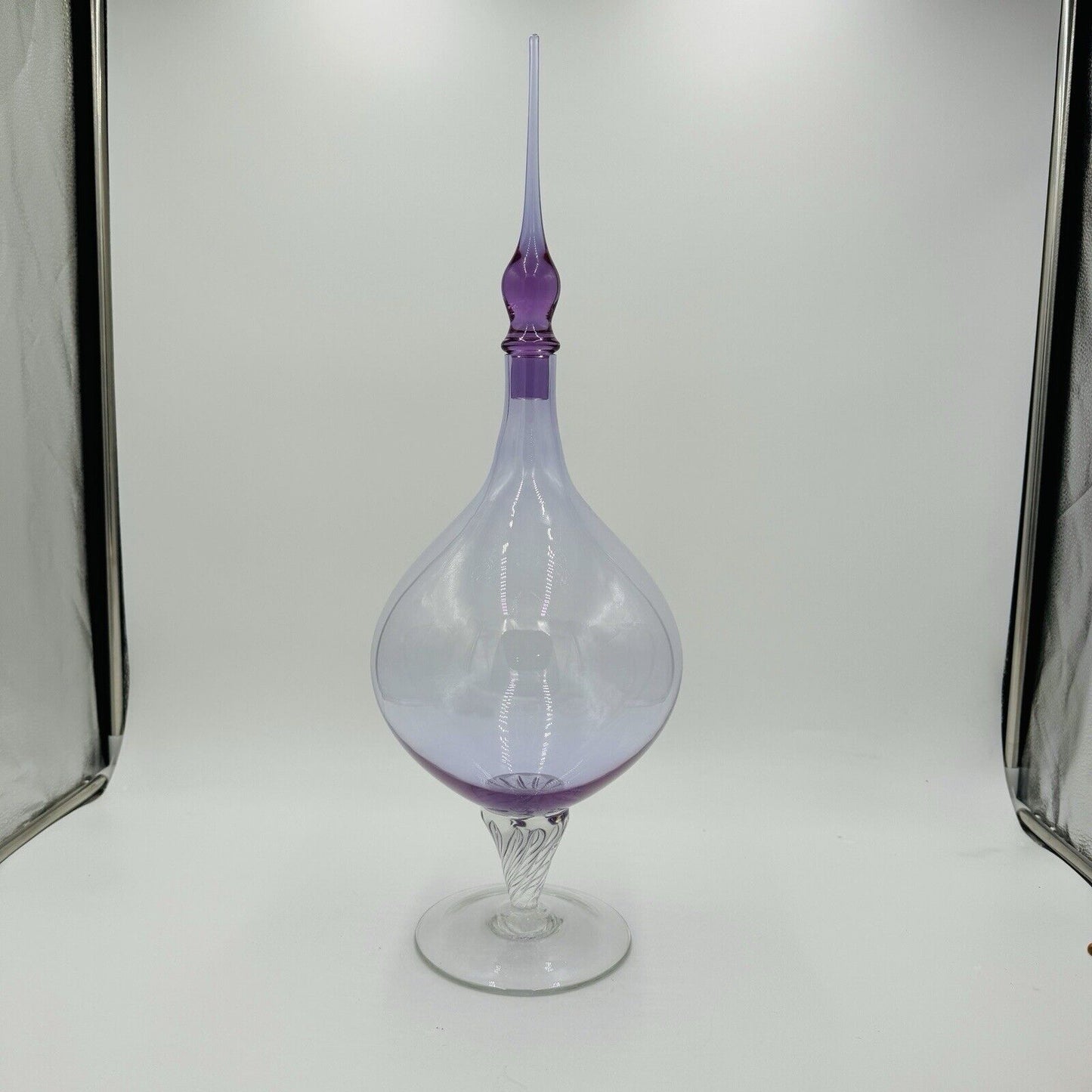 Global Views Art Glass Genie Bottle Purple Decanter Italy Julia Buckingham