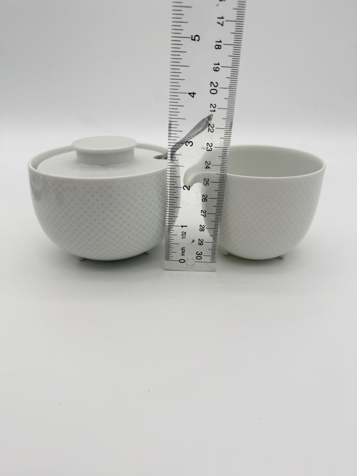 Rosenthal Porcelain Studio Linie Germany Sugar Bowl & Creamer White Glossy Vtg