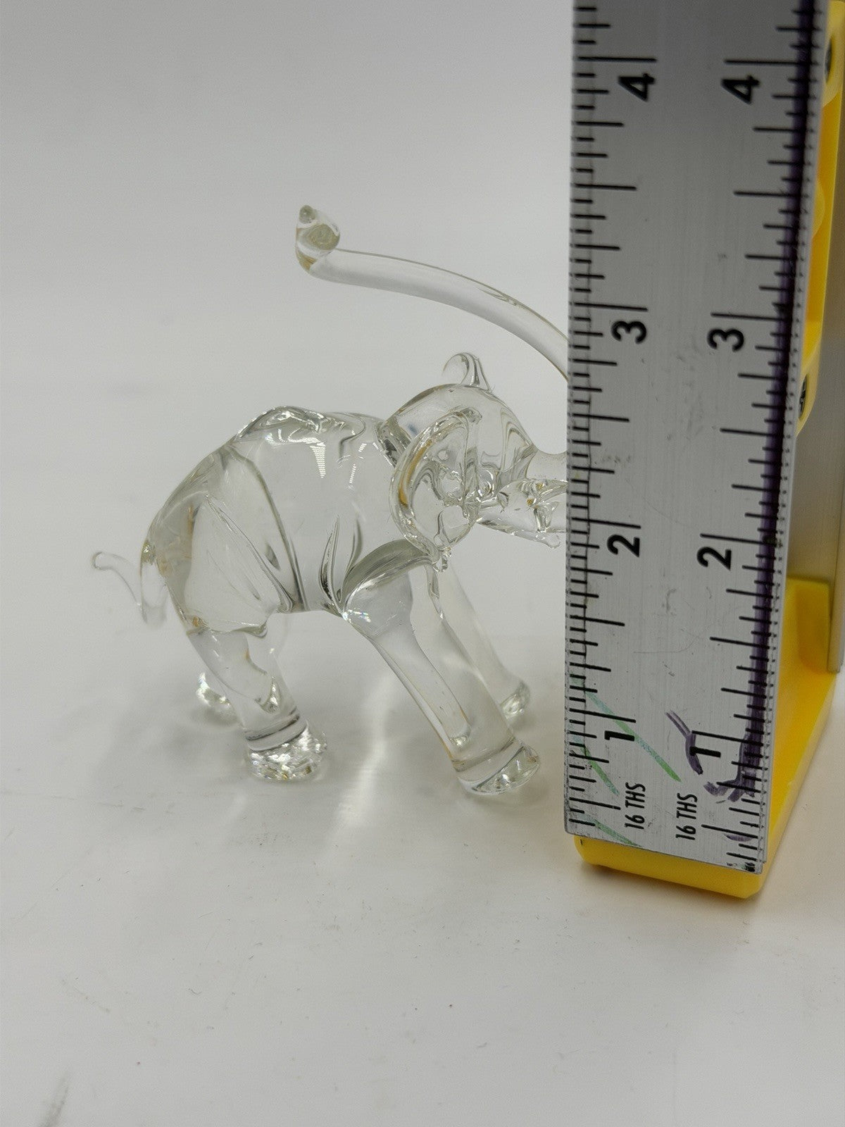 Vintage Hand Blown Art Glass Elephant Trunk Up Figurine